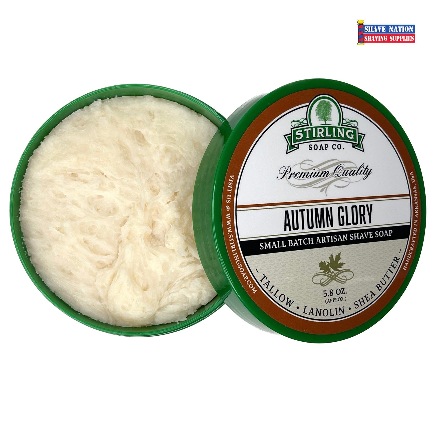Premium Stirling Shaving Soap for Men - All-Natural Glycerin Shaving Soap Bar with Shea Butter & Essential Oils - Smooth, Close Shave for Sensitive Skin - Perfect for Wet Shaving, Travel & Grooming Kits