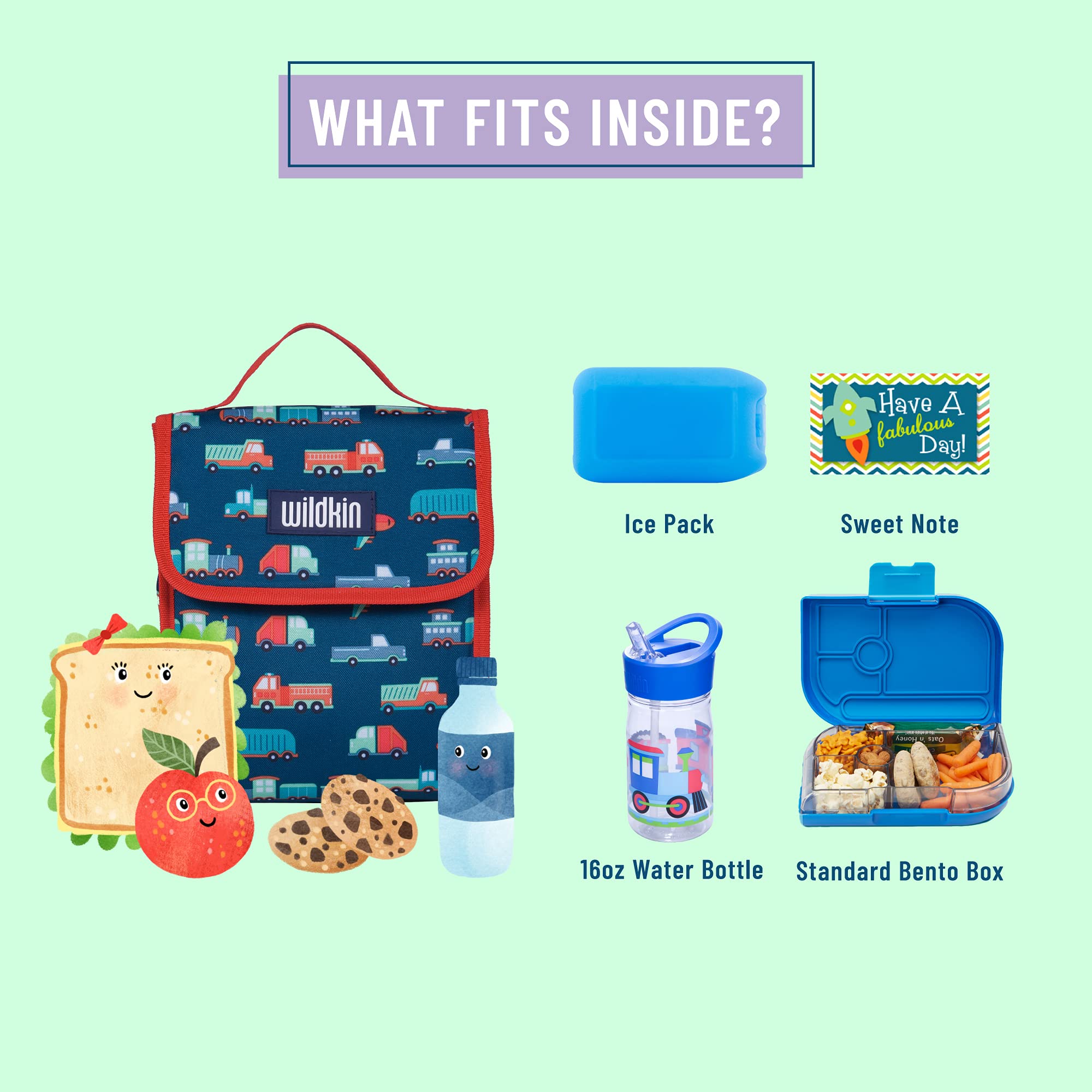 Wildkin Kids Insulated Lunch Bag - Reusable Thermal Lunch Box for School, Travel & Picnics - Keeps Food Hot or Cold for Hours - Perfect for School Lunches, Road Trips & Outdoor Adventures