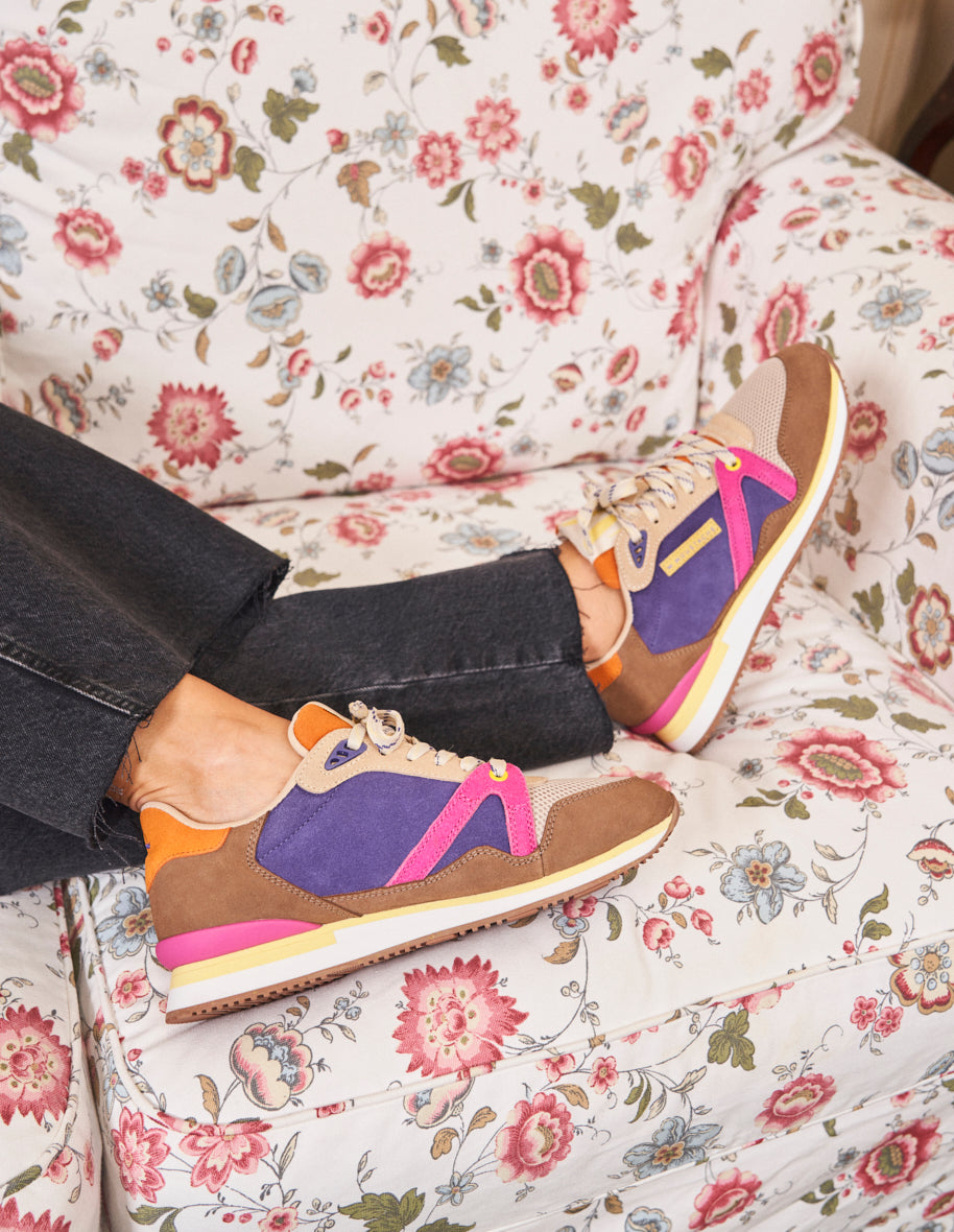 Andrée Vegan Suede & Mesh Baskets - Taupe, Ecru, Fuchsia | Stylish Low-Cut Sneakers for Women | Perfect for Casual Wear, Office & Weekend Outings