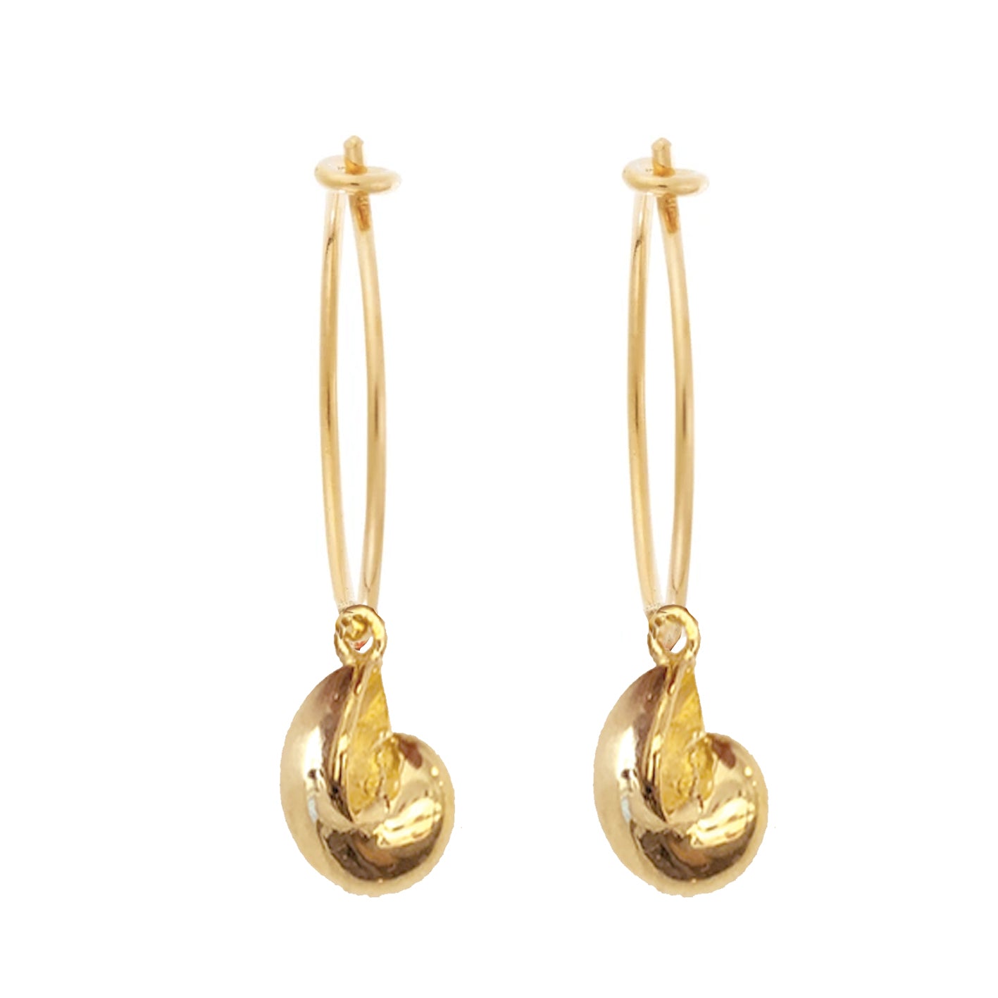 Nautilus Shell Hoop Earrings - 14K Gold Plated Dangle Earrings for Women, Boho Beach Jewelry Gift | Perfect for Summer Vacations, Beach Weddings & Boho Fashion