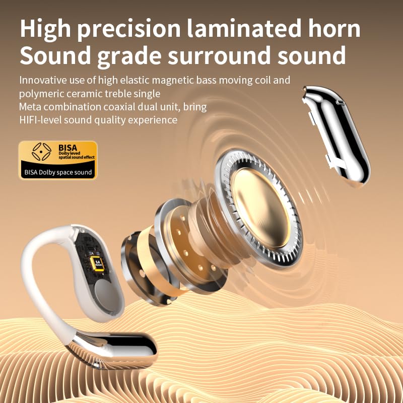AI Wireless Earbuds with Bluetooth 5.0 | LCD Touch Screen & 3-in-1 Real-Time Language Translator | HD Sound & 30H Battery Life | Over-Ear Noise Cancelling Headphones for Travel, Business Meetings, Gym Workouts & Daily Commute