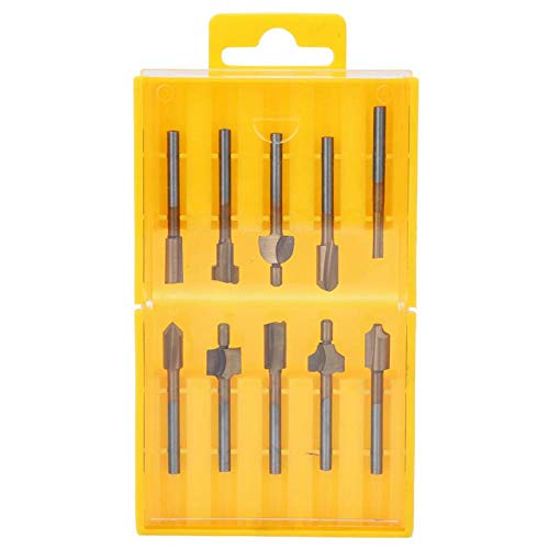 10Pcs High-Speed Steel Gold Titanium Plated Milling Cutter Router Bits - Woodworking & Metalworking Tools for Copper, Aluminum & Soft Metals - Perfect for DIY Projects, Carpentry & Crafting