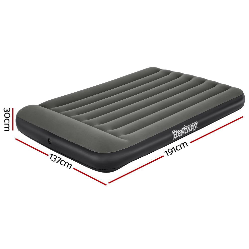 Bestway Double Height Air Mattress - 30cm Inflatable Bed with Built-in Pump, Grey - Perfect for Camping, Guest Room & Home Use