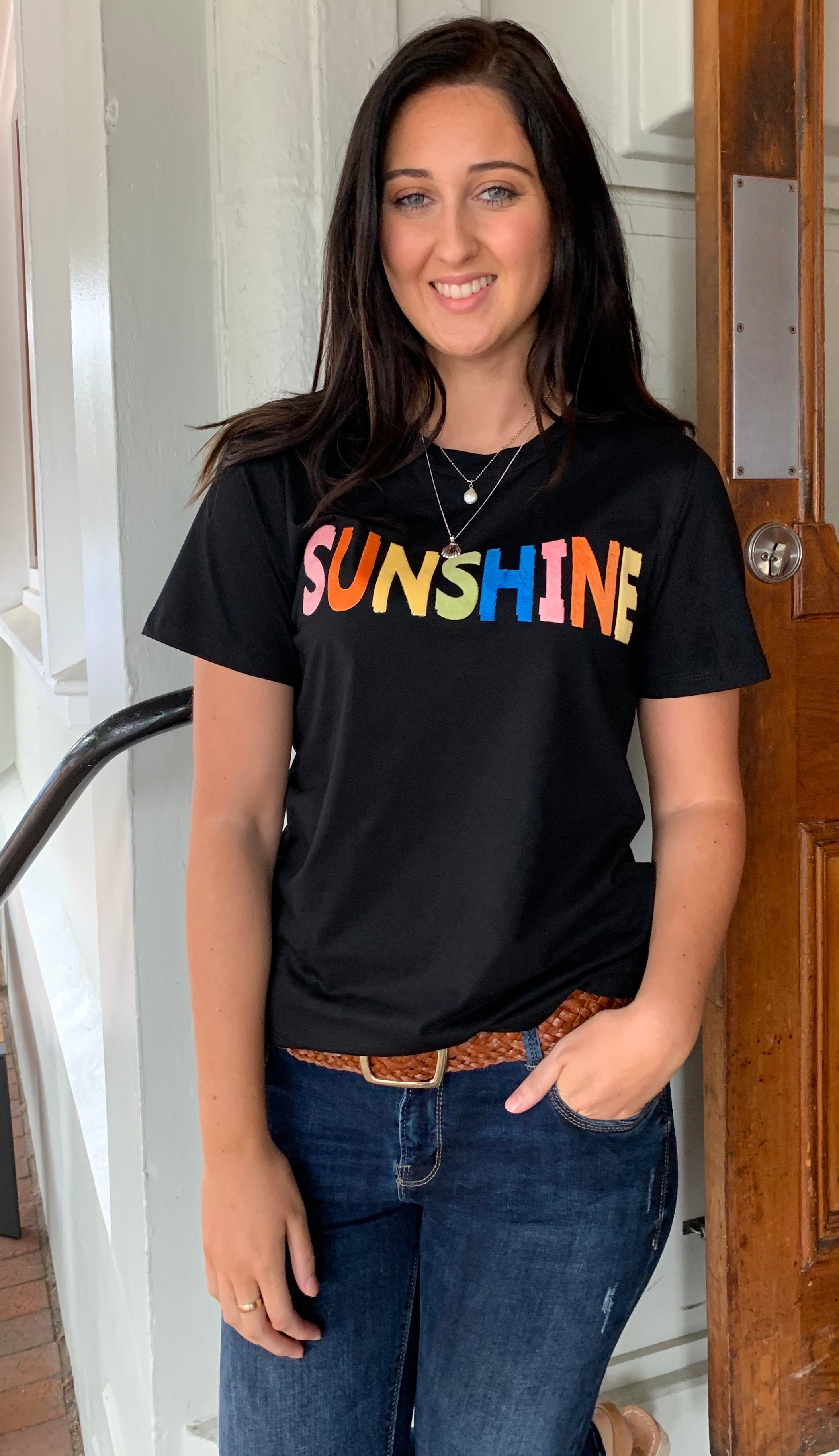 Sunshine Tee Black - Soft Cotton Short Sleeve T-Shirt for Men & Women | Perfect for Casual Wear, Summer Outfits & Everyday Comfort
