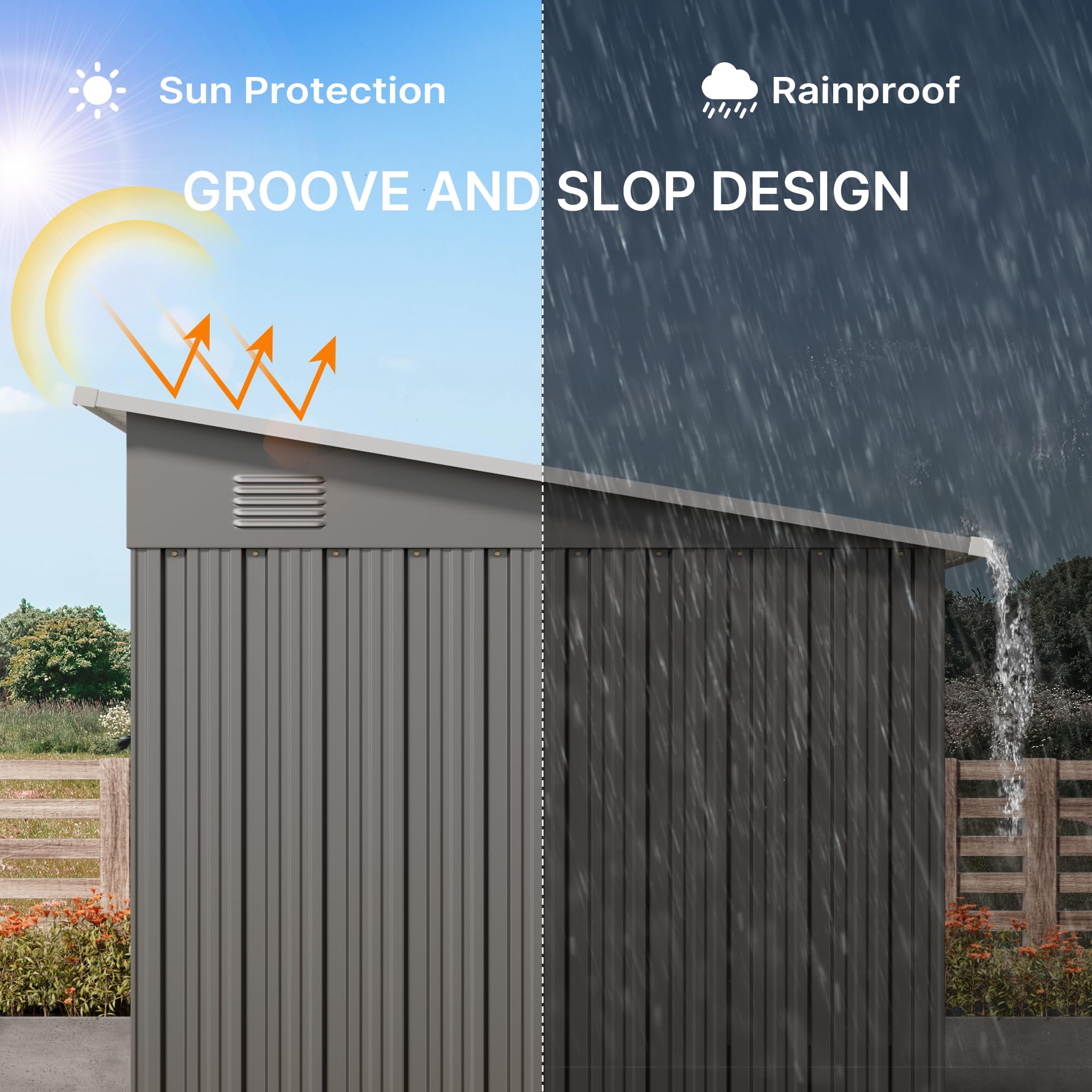 Gizoon 6x4 ft Metal Outdoor Storage Shed with Sliding Lockable Doors & Transparent Panel Windows - Durable Garden Shed for Tools, Bikes & Backyard Storage - Perfect for Patio, Yard & Outdoor Organization (Dark Gray)