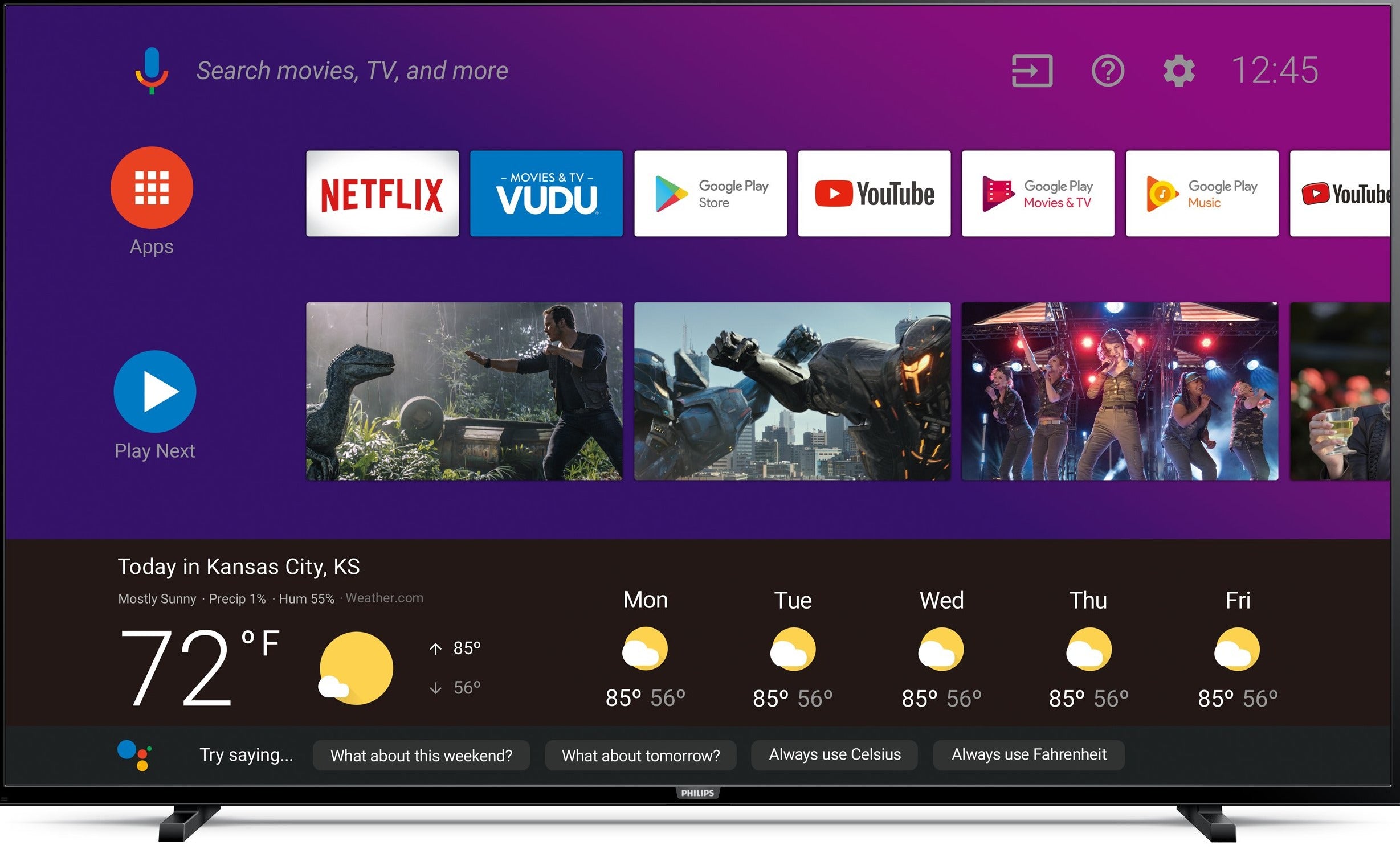 Philips 65PFL5604/F7 65-Inch 4K Ultra HD Smart Android LED TV with Google Assistant - Perfect for Home Theater & Streaming Entertainment
