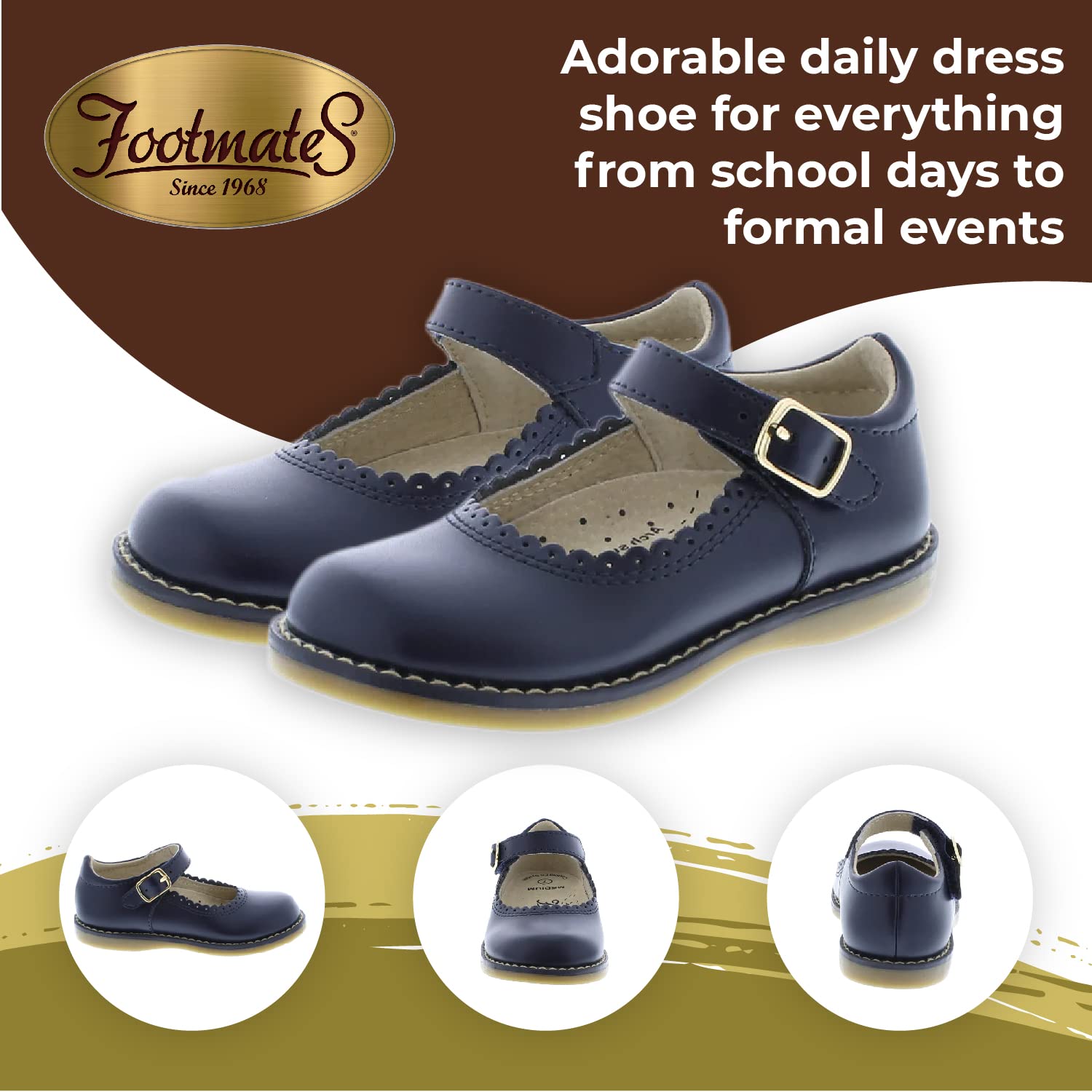 FOOTMATES Baby Girls Allie Mary Jane Flats - Infant Toddler Little Kid Shoes for School, Party & Everyday Wear