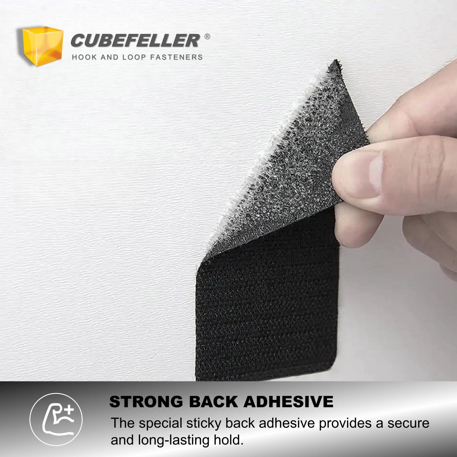 CUBEFELLER® 2 x 6 Inch Heavy Duty Hook and Loop Fastener Tape - 6 Sets Black Industrial Strength Adhesive Backing for Carpets, Couch Cushions, Pedal Boards | Secure Mounting Solution for Home, Office & Automotive Use