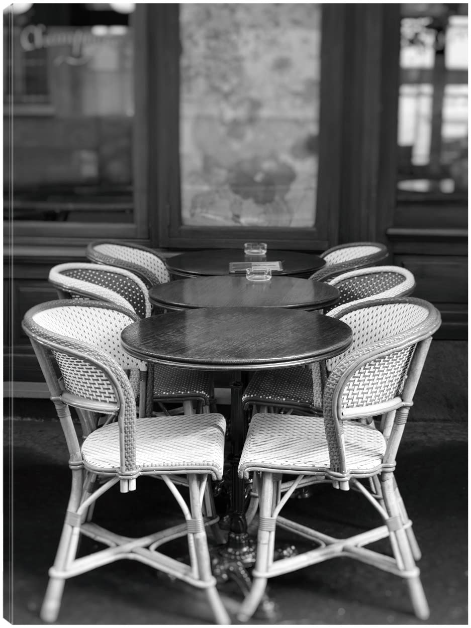 Paris Cafe No. 21 Fine Art Canvas Wall Decor by Artist Carina Okula - 24x32 Inch Ready to Hang Painting for Living Room, Bedroom, Office & More - Perfect for Coffee Shop, Restaurant & Home Decor
