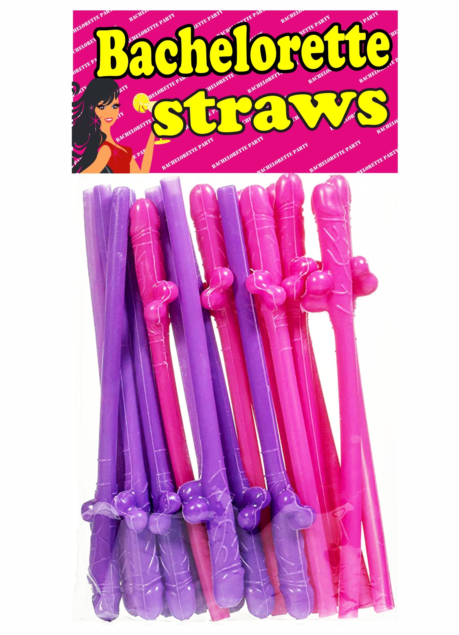Funny Bachelorette Party Straws - 10 Pack Penis Drinking Straws for Bachelorette Parties & Adult Events - Hilarious Novelty Straws for Cocktails & Drinks