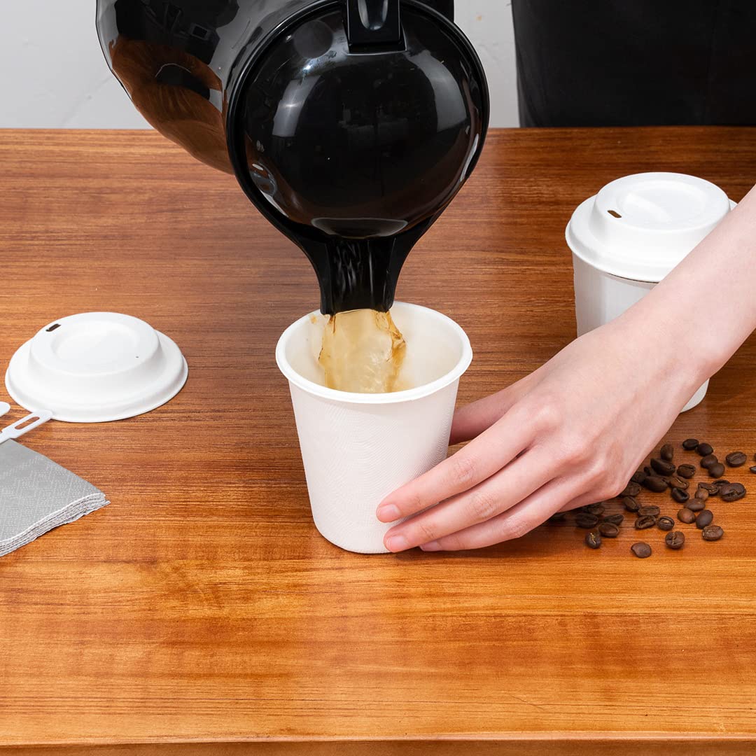 Restpresso 500 Count Vented Disposable Coffee Cup Lids - Fits 8oz, 12oz, 16oz & 20oz Cups - Microwave Safe Bagasse Lids with Elevated Spout - Perfect for Coffee Shops, Cafes & Takeout Restaurants