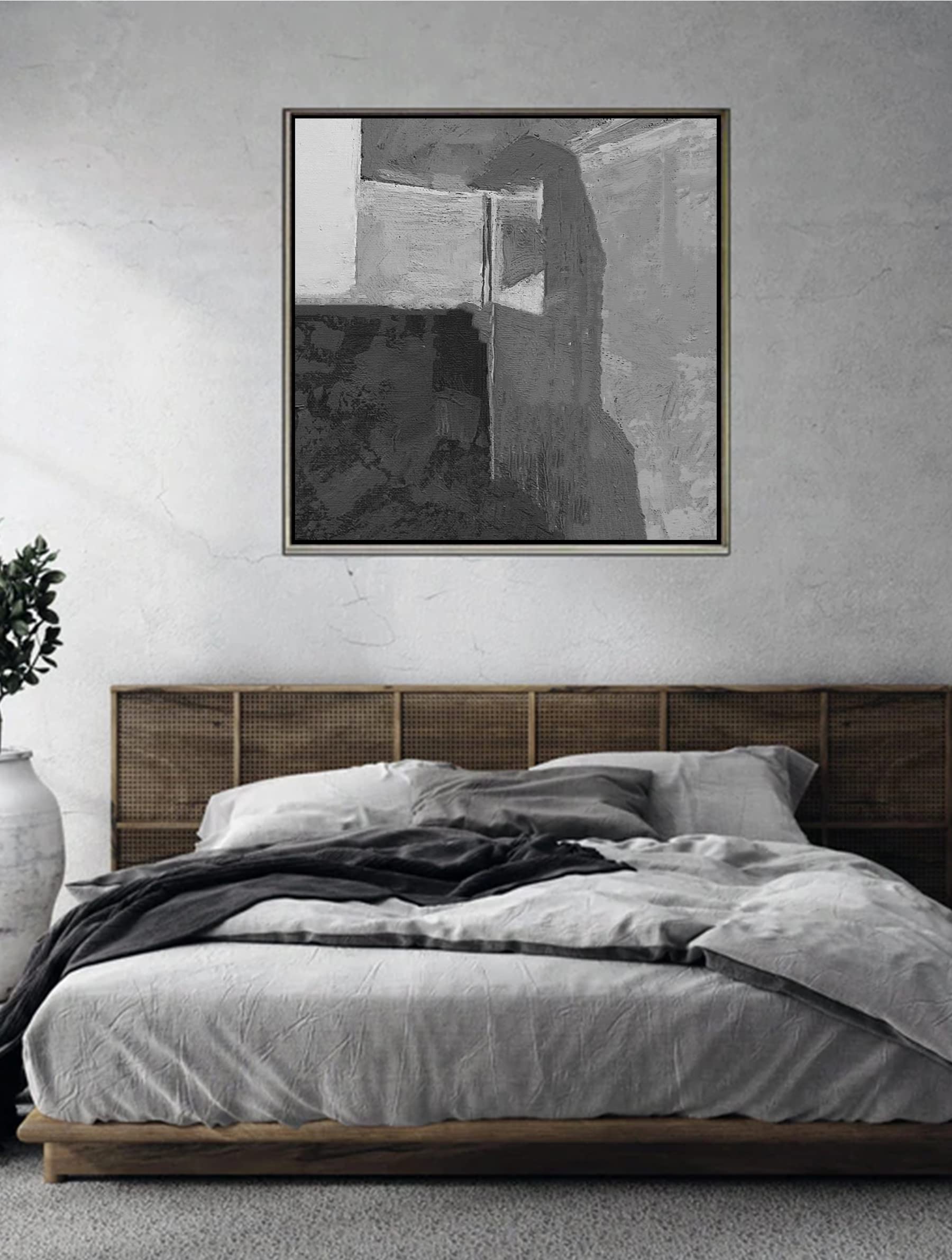 Large Original Black and White Abstract Acrylic Painting - Textured Canvas Wall Art for Living Room, Bedroom & Office Decor