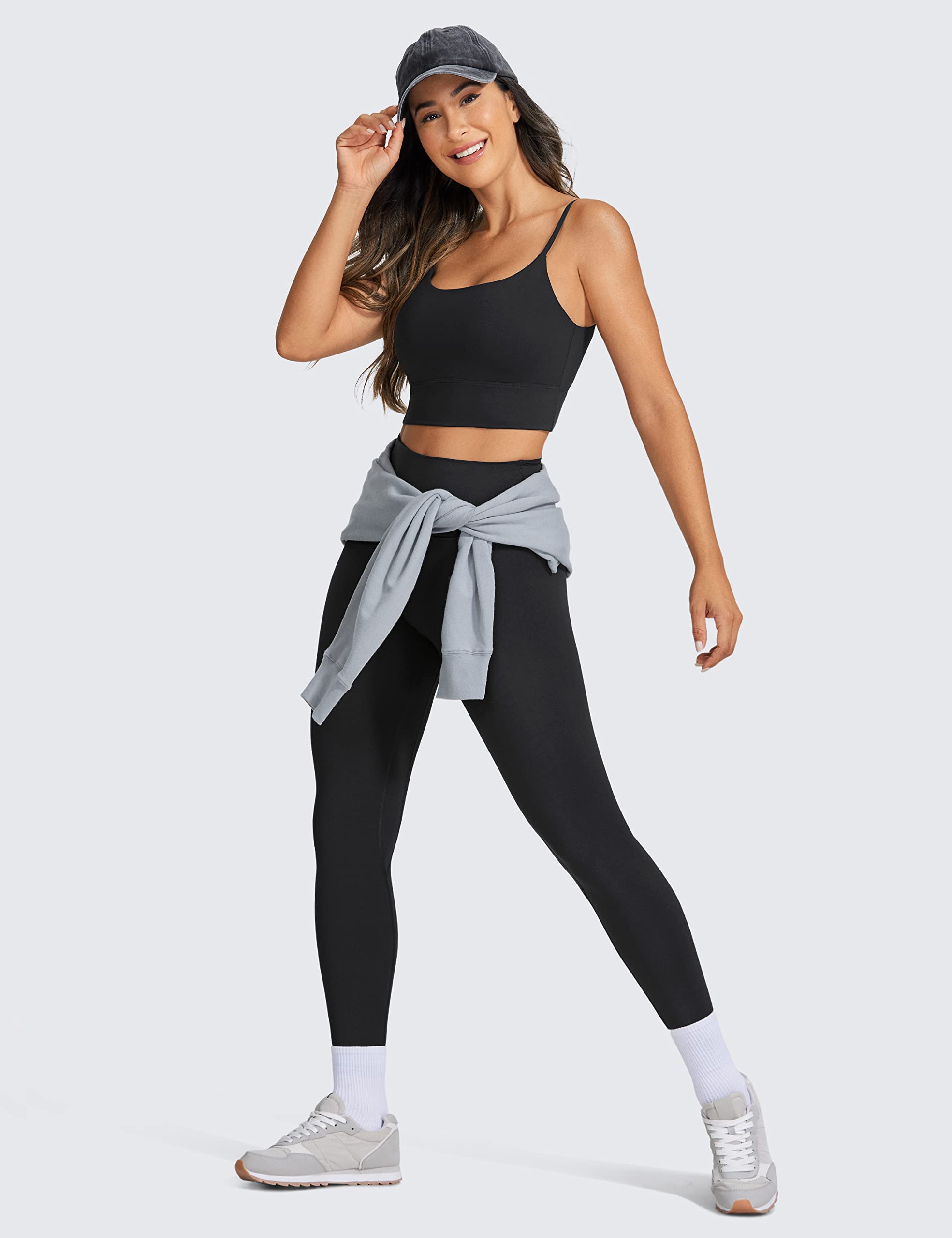 CRZ YOGA Adjustable Longline Sports Bra for Women - Wireless Workout Top with V Back & Padding - Yoga, Running, Gym & Lounge Wear
