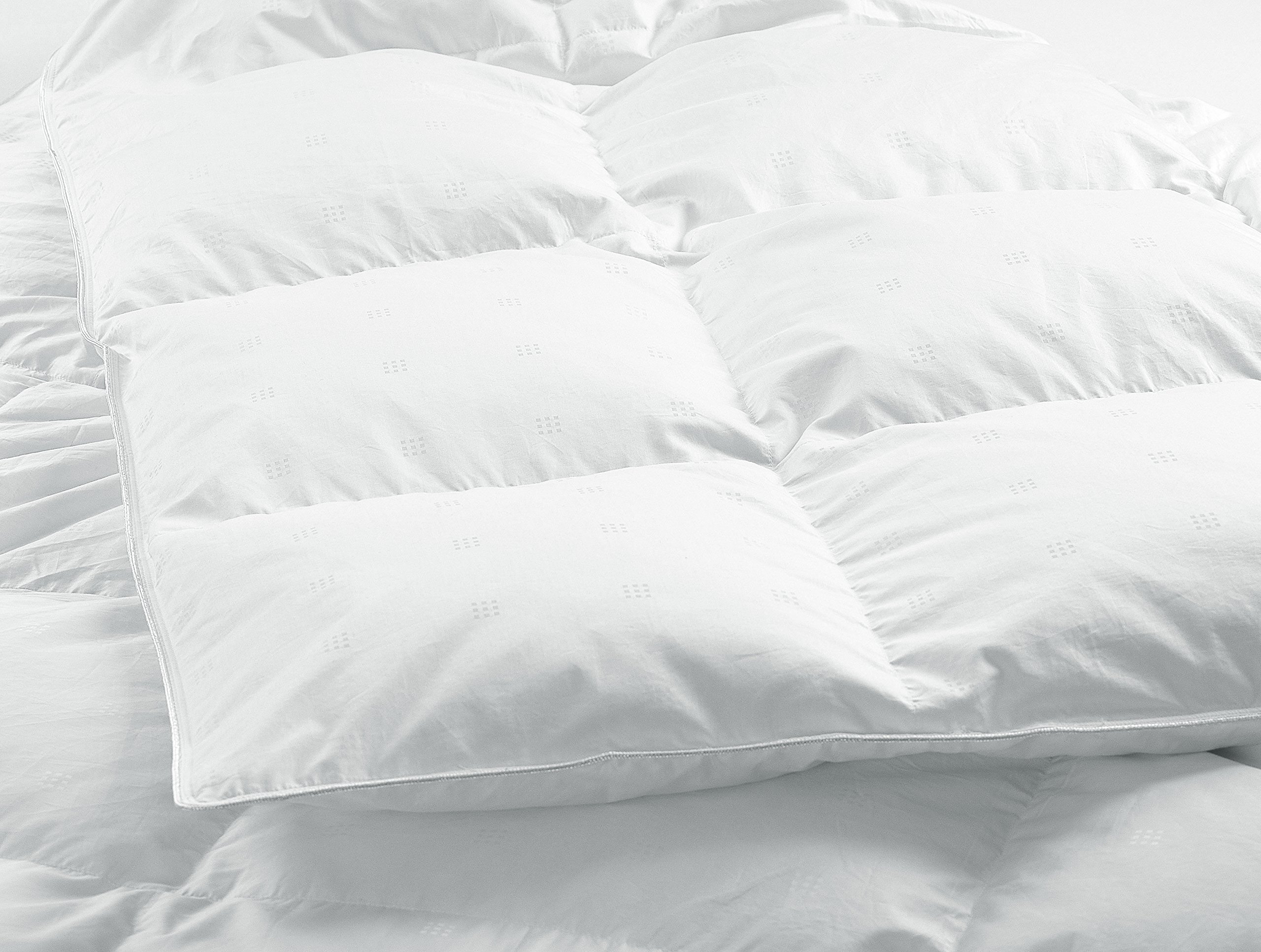 Premium 800 Loft Highland Feather Grenoble White Down Comforter - All-Season Queen Size with 500TC 100% Cotton Cover & Corner Ties | Luxury Bedding for Master Bedroom, Guest Room & Hotel Use