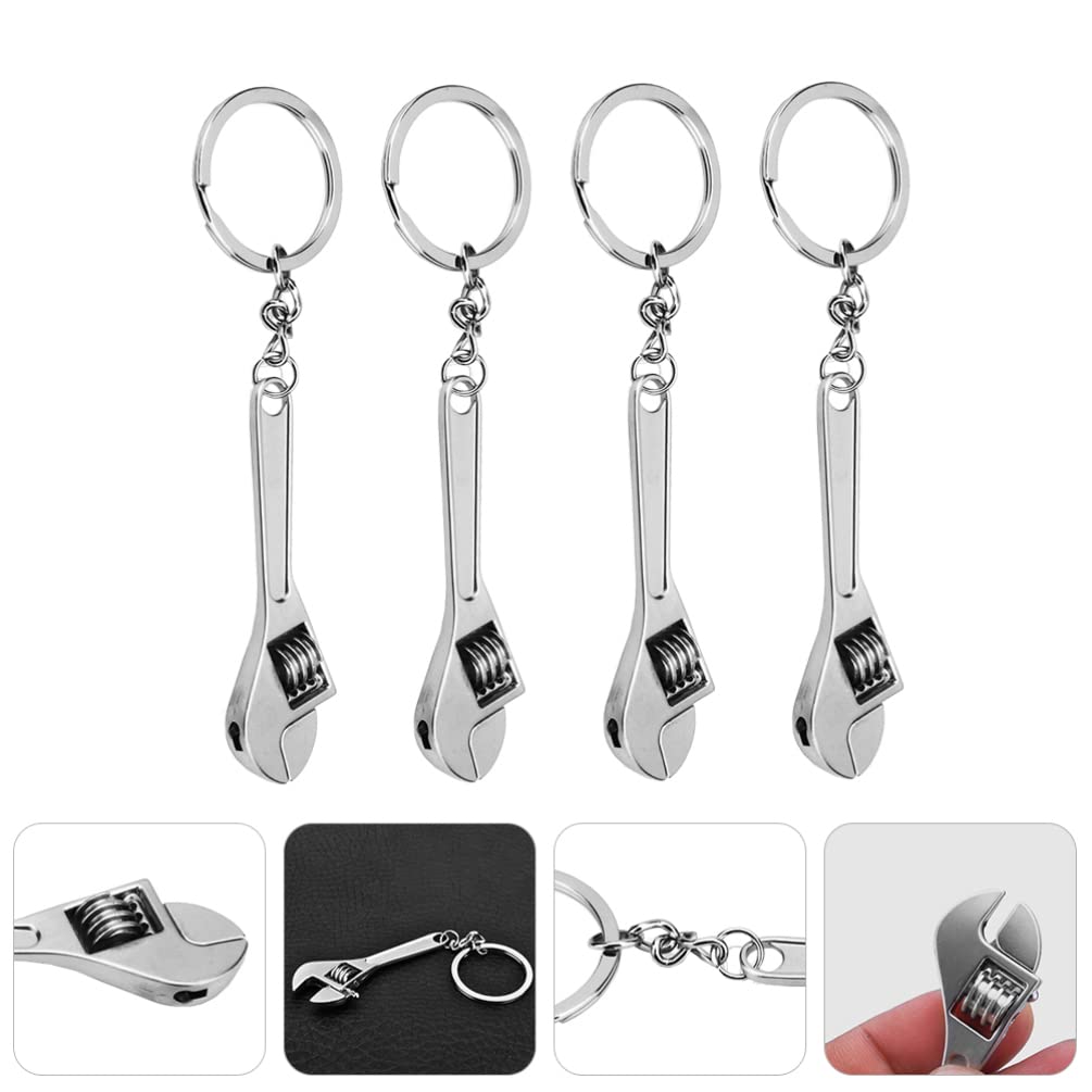 4pcs Durable Metal Wrench Keychain Set for Home & Car Keys