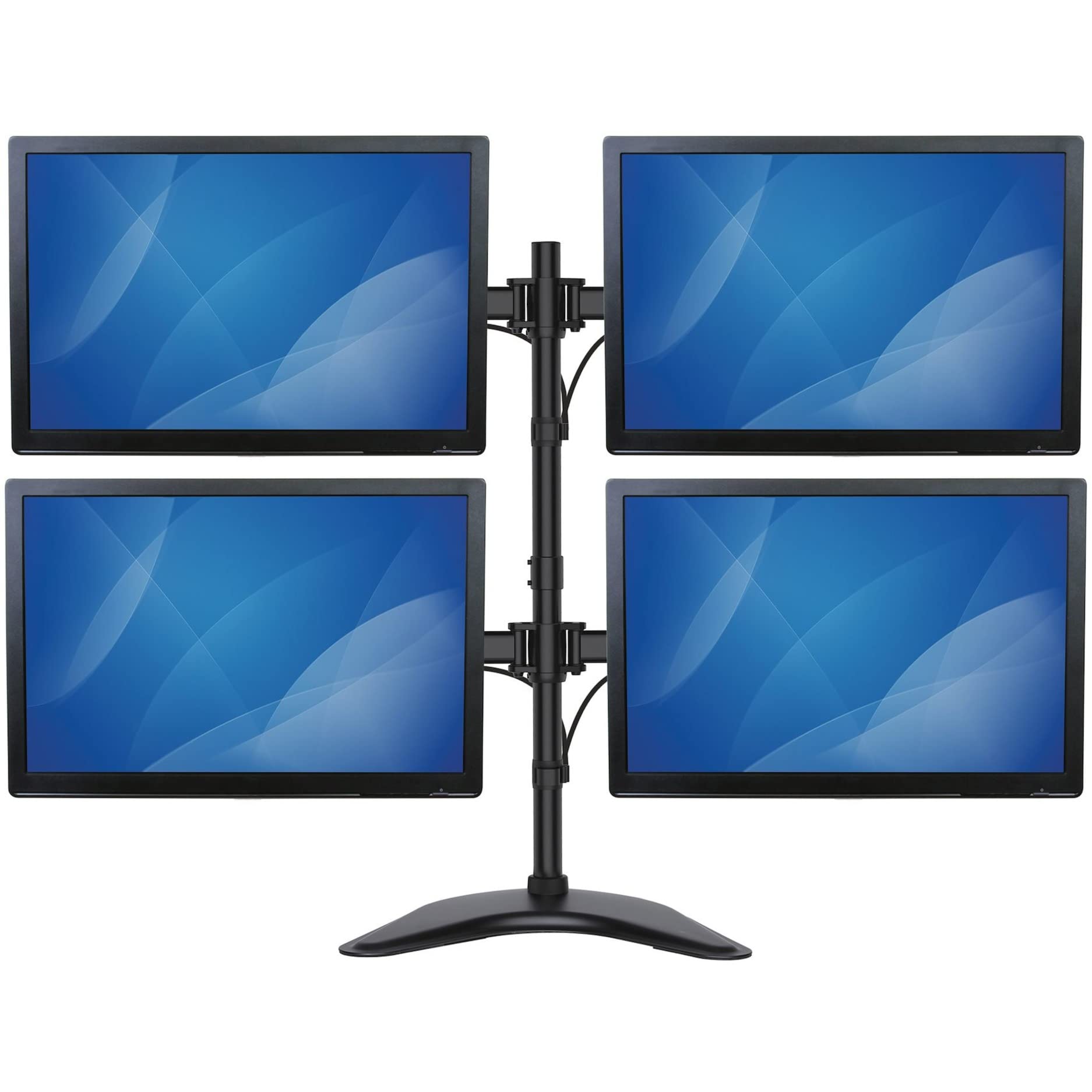 StarTech.com Adjustable Quad Monitor Stand - Articulating Steel Arm for 13” to 27” Screens - VESA Compatible 4 Monitor Mount - Black (ARMBARQUAD) - Perfect for Home Office, Gaming Setup & Multi-Tasking Workspaces
