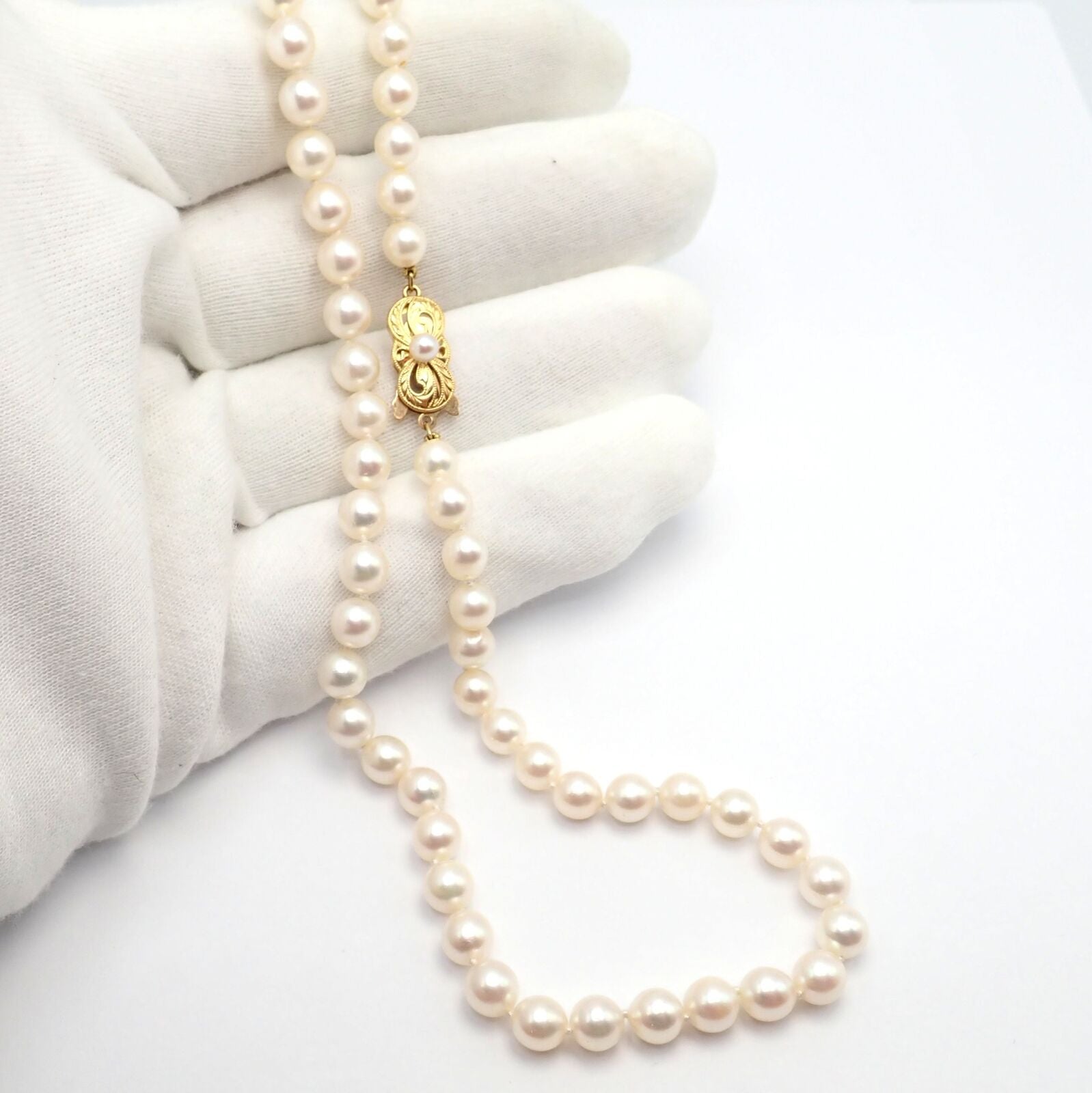 Authentic Mikimoto 18k Yellow Gold 6.5mm Pearl 18