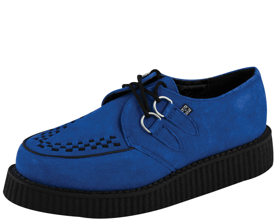 T.U.K Electric Blue Suede Low Round Creeper Shoes - Punk Rock Vegan Sneakers for Women & Men | Perfect for Concerts, Streetwear & Alternative Fashion Outfits