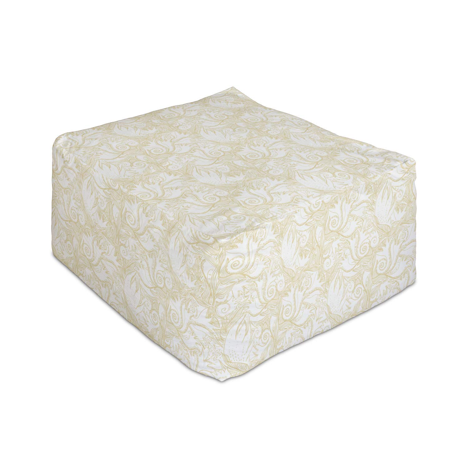 Ambesonne Abstract Rectangle Pouf Ottoman - Modern Art Swirling Streaks, Curls & Dots Design - 25
