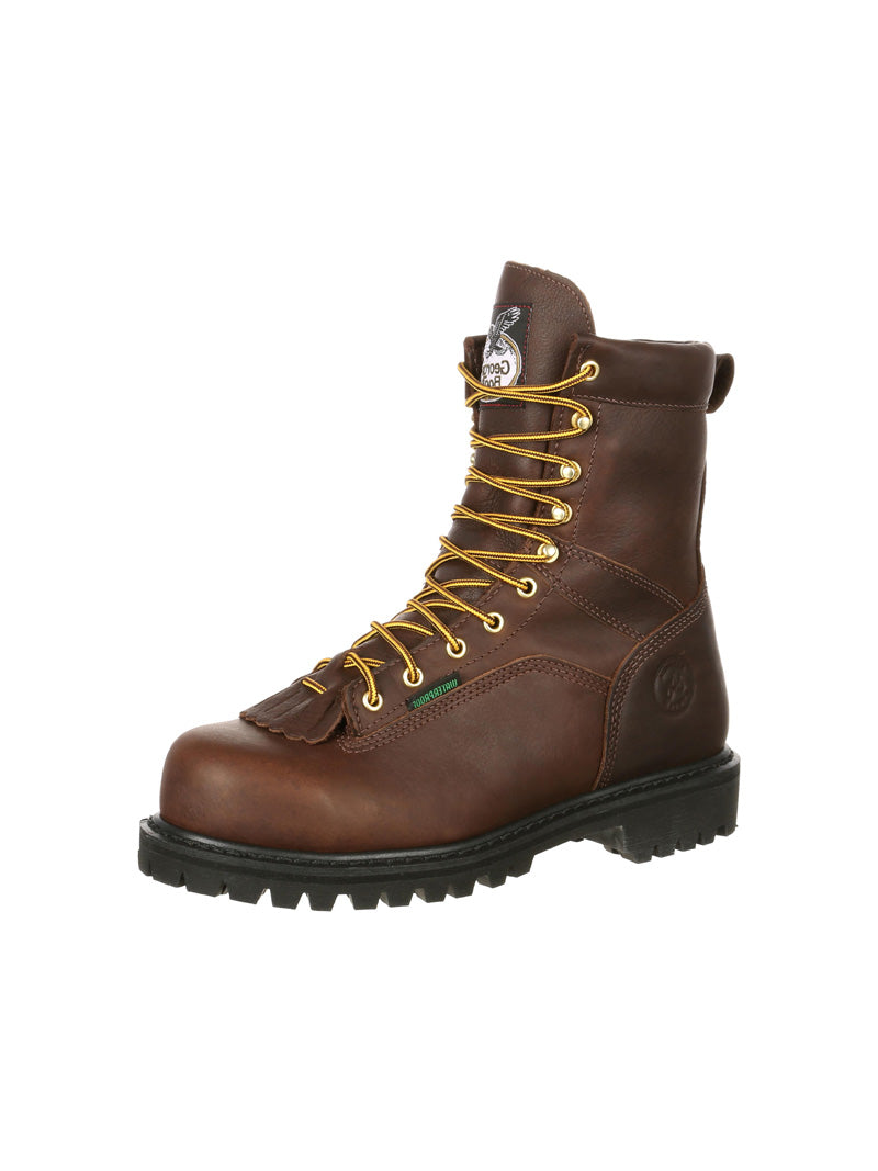 Georgia G8041 Men's Waterproof Work Boots - Soft Toe, Lace Up, Chocolate Brown - Ideal for Construction, Outdoor Jobs & Heavy Duty Work