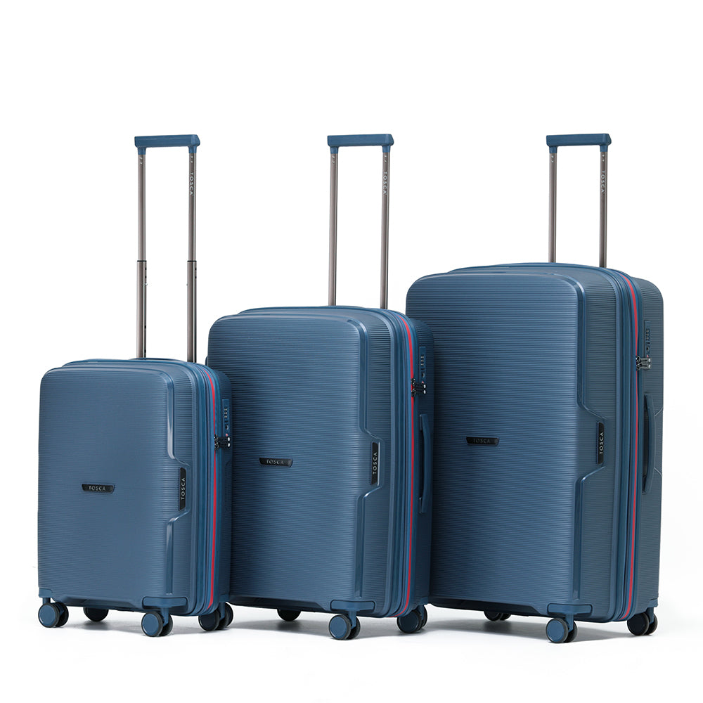 Tosca BEL AIR TCA510 3-Piece Suitcase Set (20in 25in 29in) - Blue & Red Luggage for Travel, Business Trips & Family Vacations