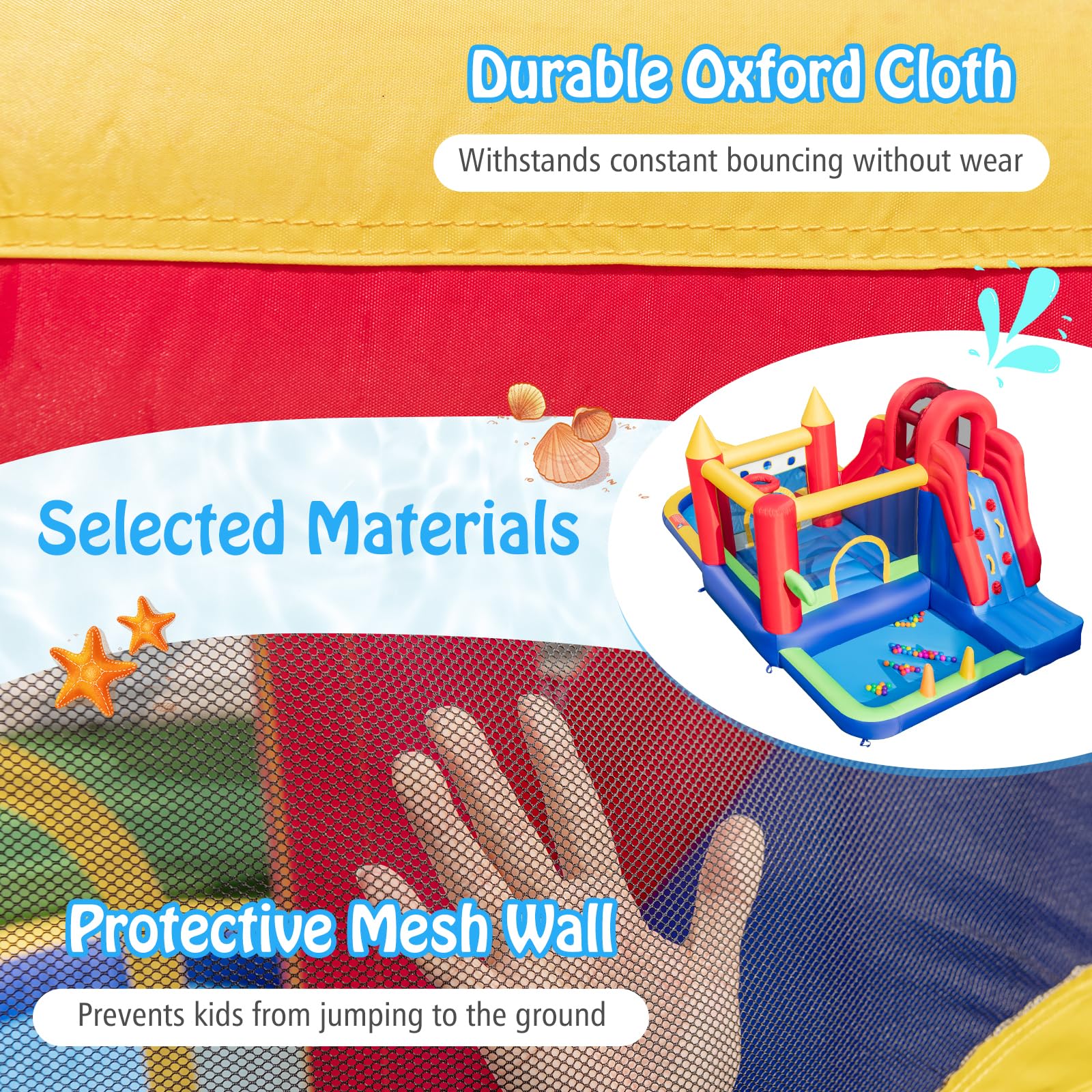 **HONEY JOY 9-in-1 Inflatable Water Slide & Bounce House Combo with Splash Pool, Long Slide, and Ball Pit (Includes 50 Balls) - Fun Backyard Water Park for Kids & Adults (Blower Not Included) - Perfect for Summer Parties, Birthdays, and Outdoor Family Fun**