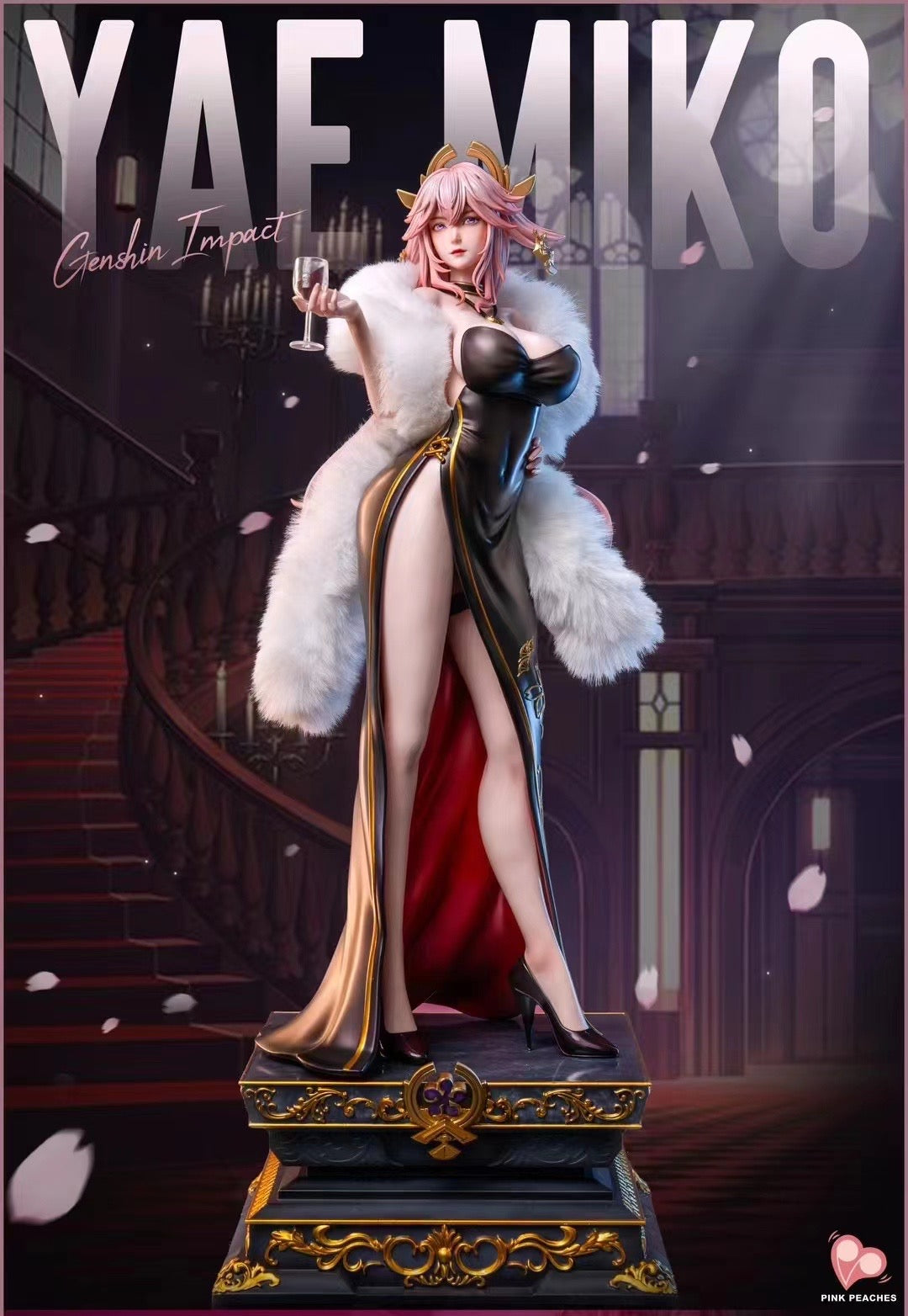 Genshin Impact Yae Miko Eveningwear Series Cosplay Costume - Pink Peaches Studio Official Licensed Anime Dress for Conventions & Cosplay Events