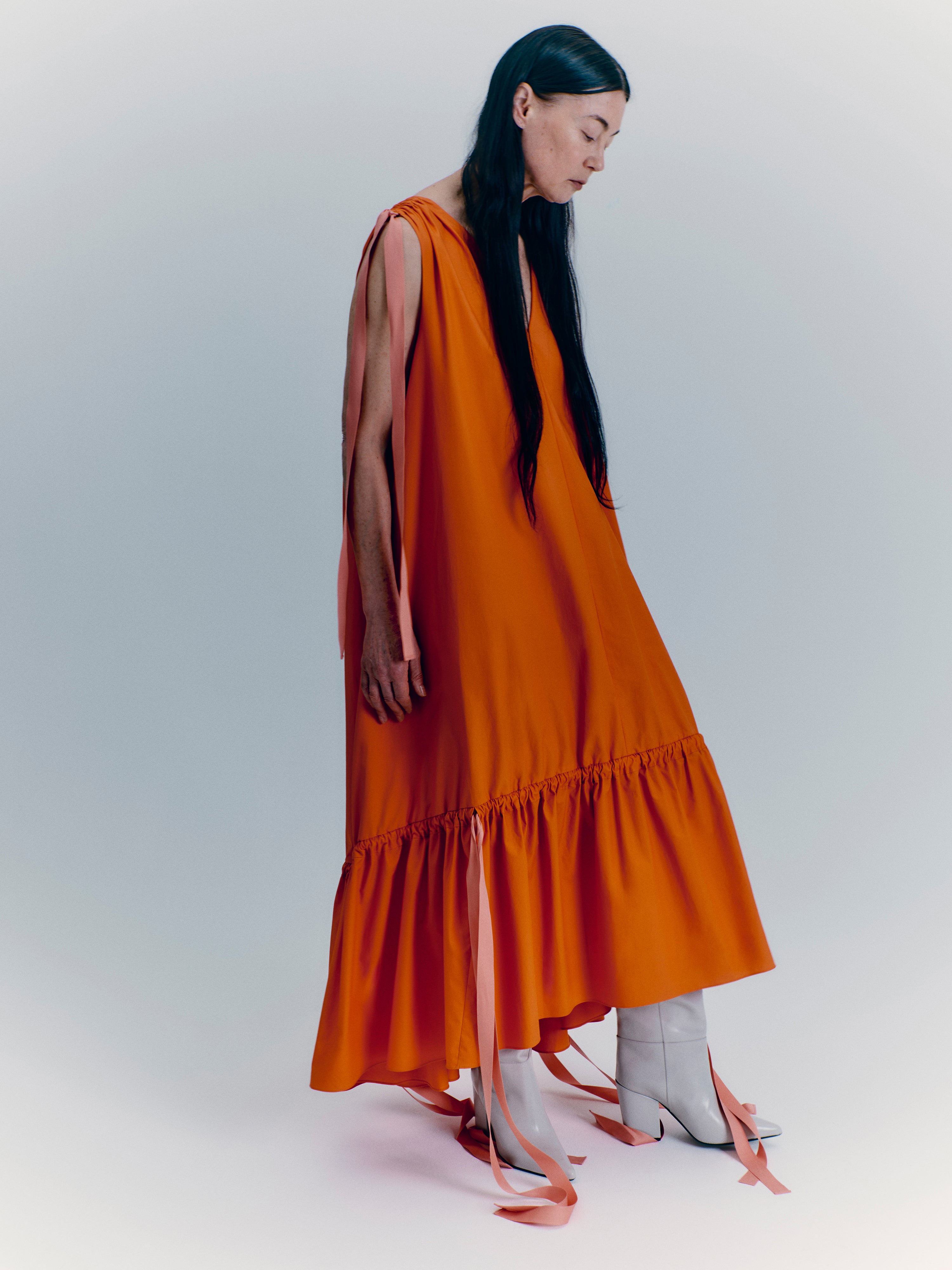 Roksanda Women's Cotton V-Neck Dress in Orange | Elegant Casual & Party Wear for Women