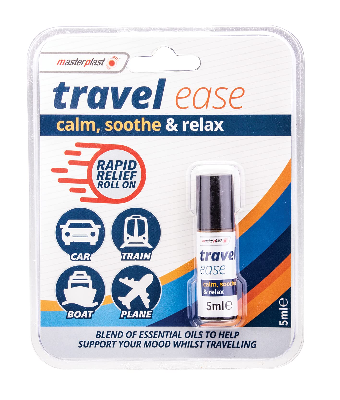 Masterplast Travel Ease Rapid Relief Roll On for Motion Sickness - 5ml Portable Travel Essential for Cars, Planes & Boats