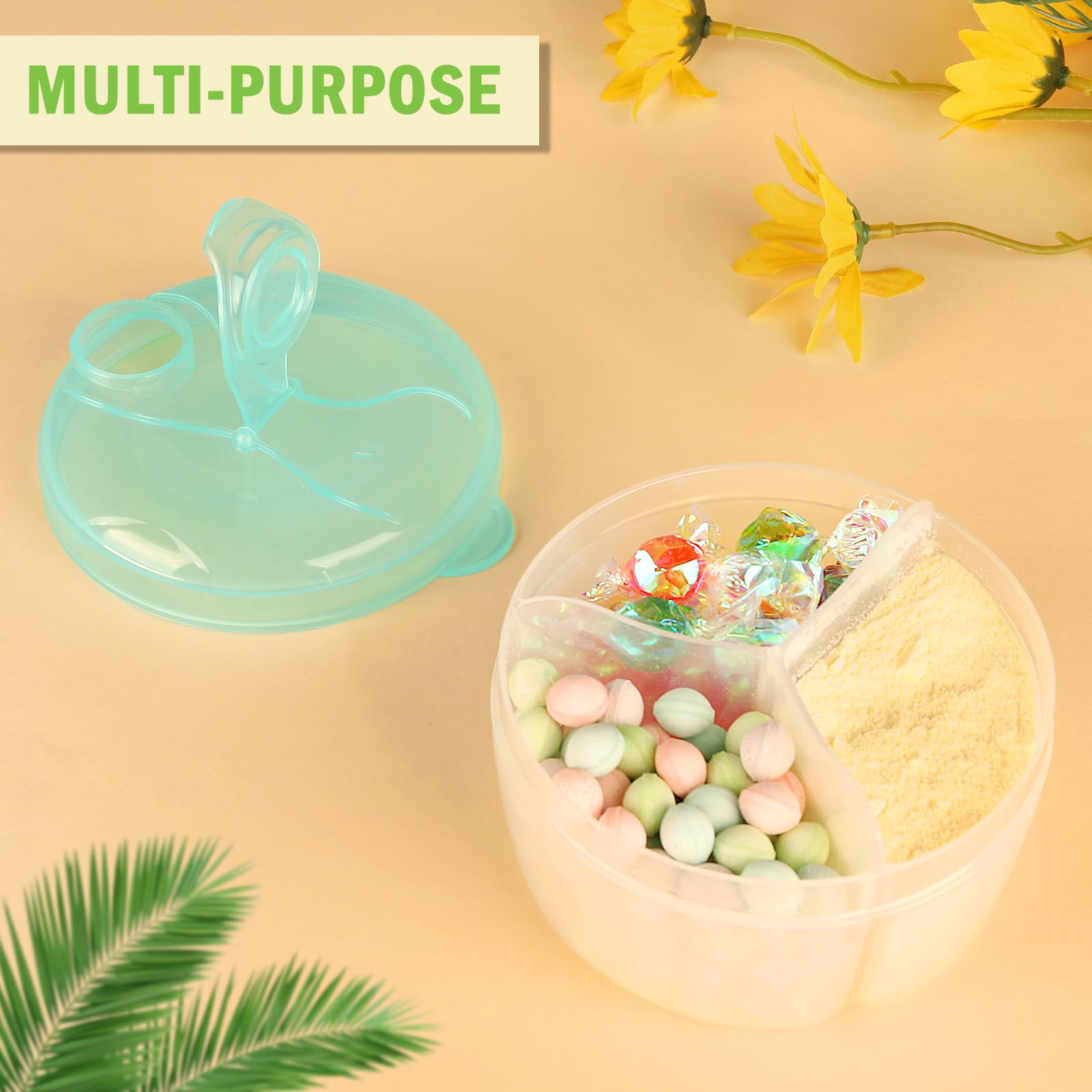 Accmor 3-Compartment Baby Formula Dispenser - Portable Non-Spill Powder Container with Rotating Lid for Infant Travel - Perfect for On-the-Go Feeding, Snack Storage & Diaper Bag Organization