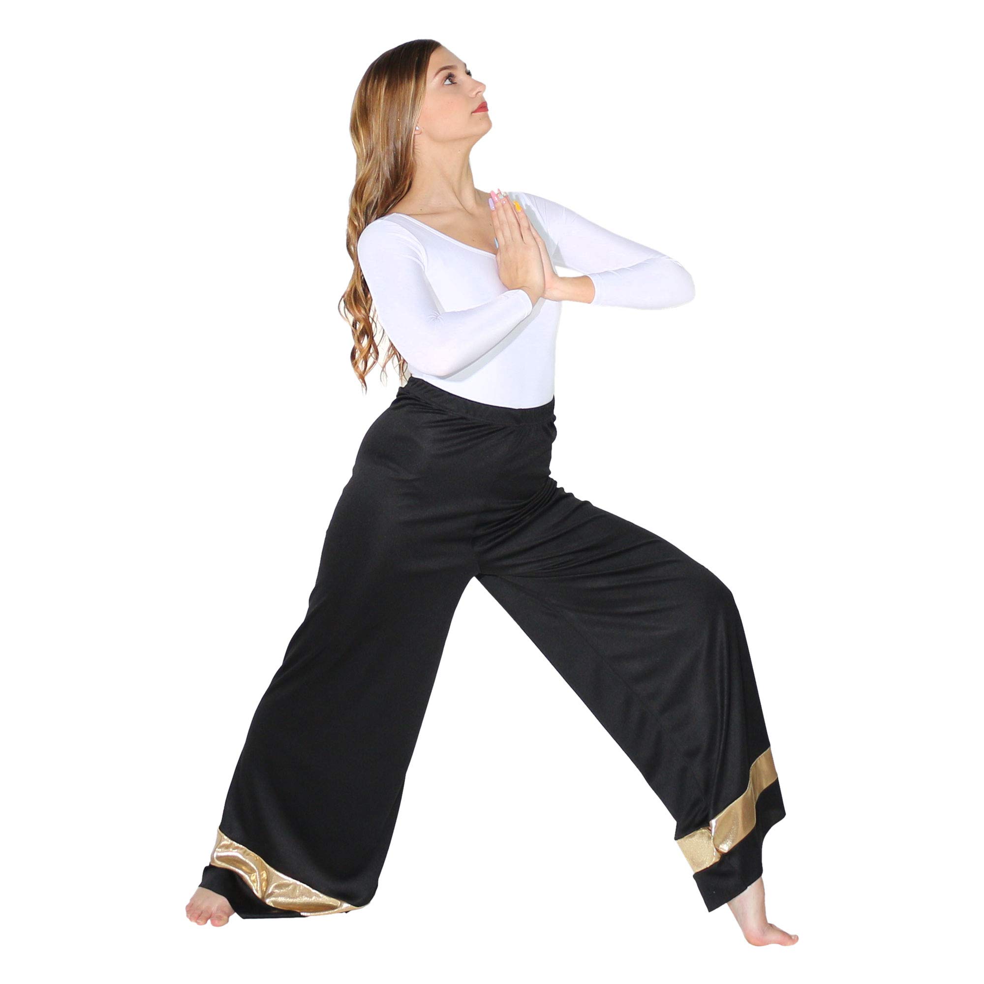 Danzcue Girls Praise Dance Palazzo Pants - Flowy Worship Dance Pants for Church & Performance - Comfortable Stretch Fabric for Ballet, Jazz, Contemporary Dance