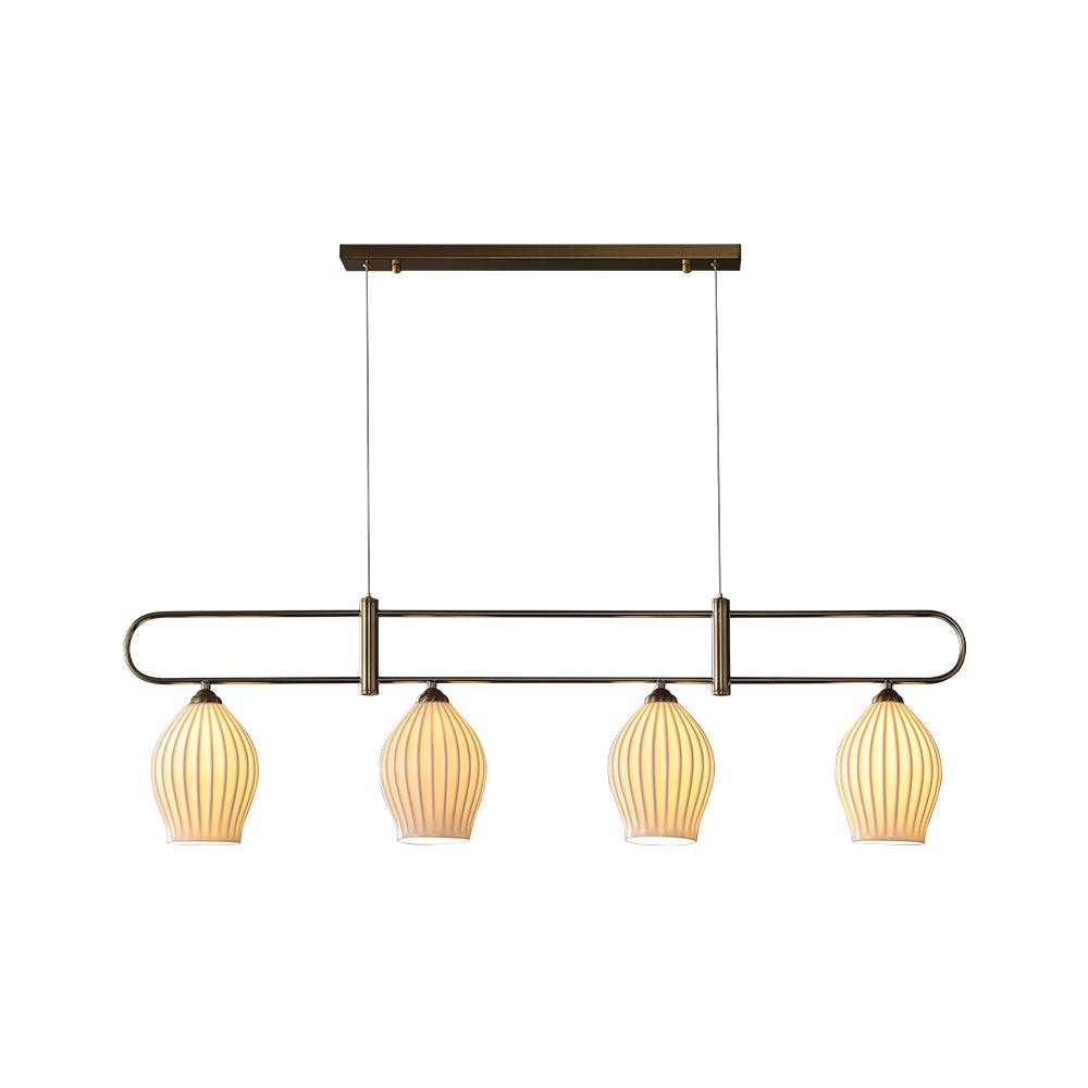 Modern Fin Pendant Light - Adjustable Hanging Ceiling Lamp for Kitchen Island, Dining Room & Bedroom | Industrial Style Lighting Fixture with Vintage Edison Bulbs