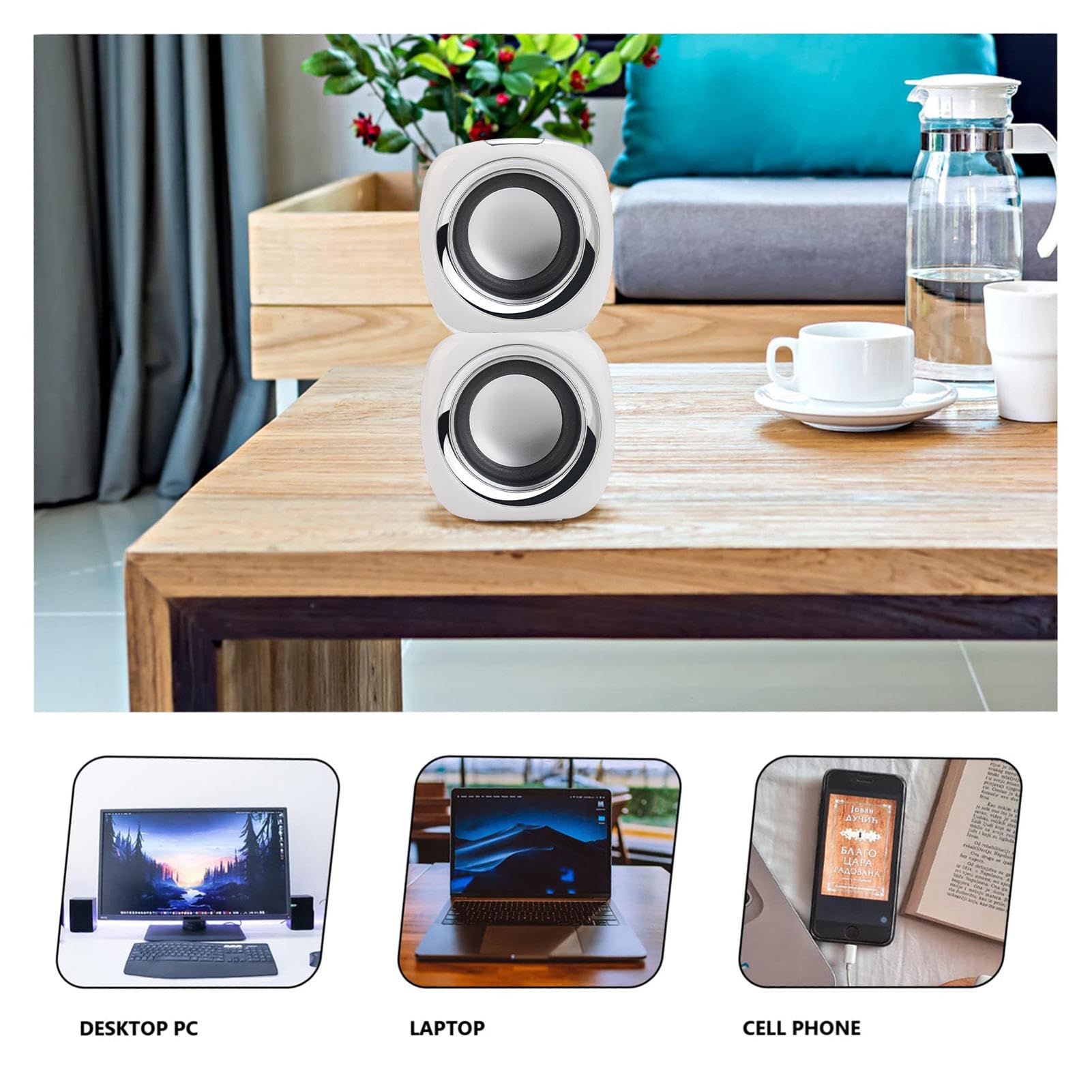 Portable USB Powered Stereo Speaker System - High Quality Desktop & Laptop Speakers with Anti-Interference Technology | Compatible with Smartphones, Tablets, MP3 Players & Computers | Perfect for Home Office, Gaming & Music Listening