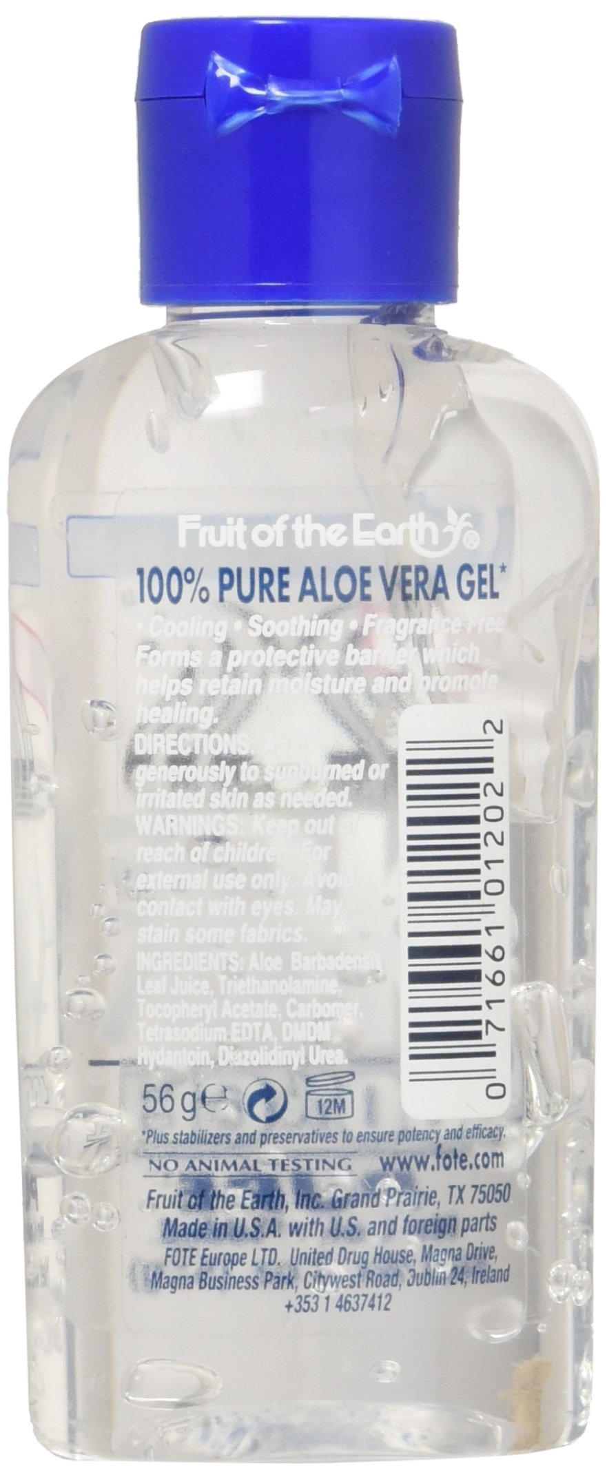 Fruit of the Earth Aloe Vera Gel - 12 Pack (2 Oz Each) | 100% Pure Soothing Gel for Sunburn Relief, Skin Hydration & After Sun Care | Perfect for Face, Body & Hair Moisturizing