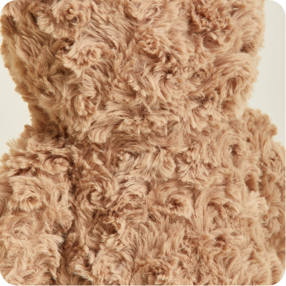 Unscented Brown Curly Bear Warmies - Microwaveable Plush Heating Pad for Stress Relief & Pain Relief - Perfect for Kids, Adults, Cold Weather & Menstrual Cramps