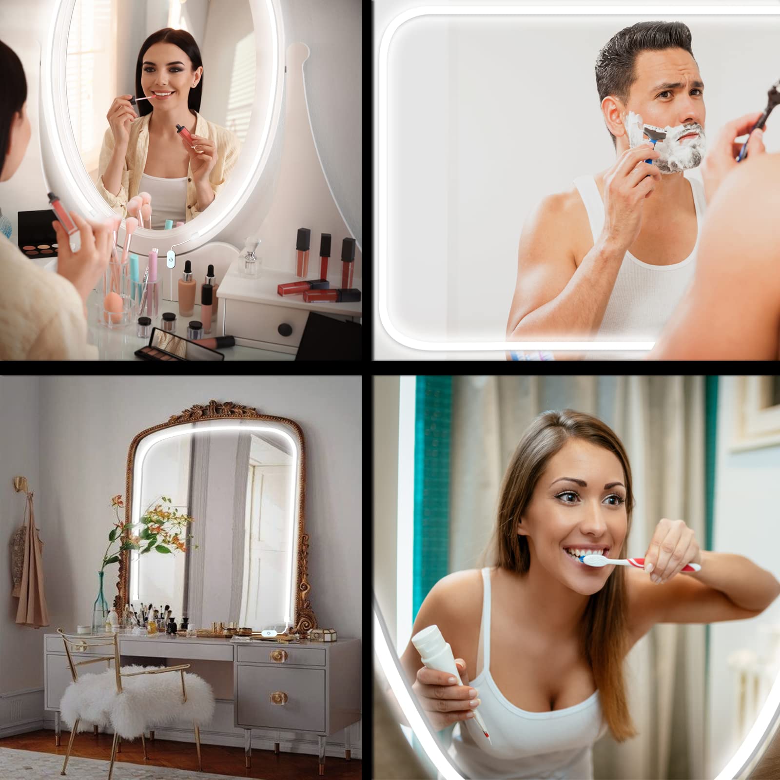 Blikshin 12V LED Vanity Mirror Lights - 6.6FT Dimmable Makeup Lights with ELT Approval (6000K) - Self-Adhesive Bathroom Mirror Lighting for Dressing Room, Makeup Station & Full Body Mirror - Perfect for Home Spa, Salon & Beauty Routines