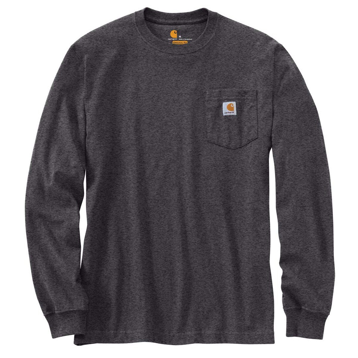 Carhartt Men's Loose Fit Heavyweight Long Sleeve Pocket T-Shirt - Dark Grey - Durable Workwear for Construction, Farming & Outdoor Activities