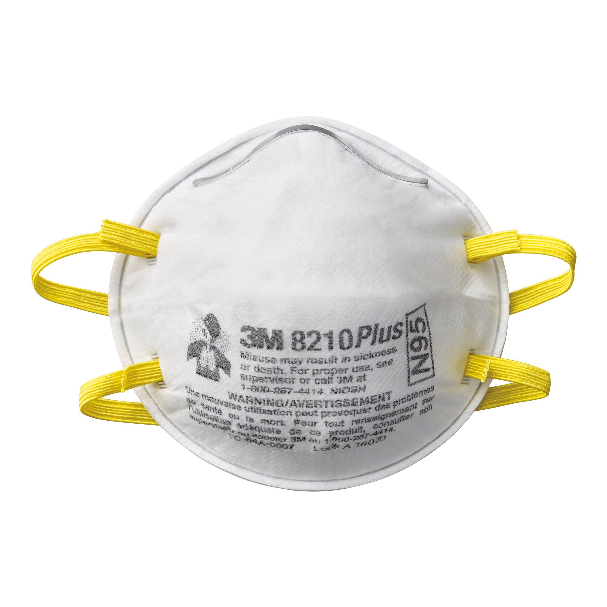 3M 8210 Plus N95 Respirator Mask - NIOSH Approved for Sanding, Fiberglass & Dust Protection - Comfortable Safety Mask for Construction, Woodworking & DIY Projects