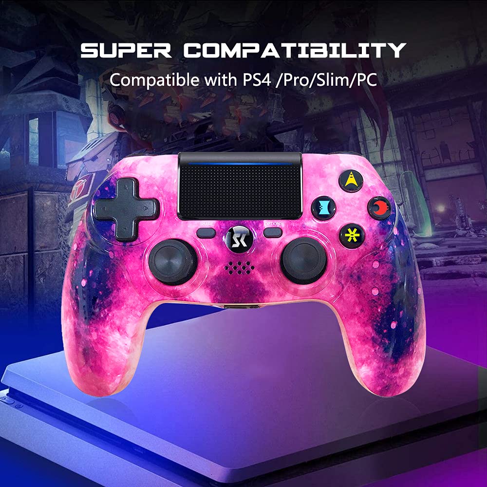Wireless PS4 Controller 2 Pack - Compatible with Sony PlayStation 4/Slim/Pro, Dual Vibration, Motion Sensor, Touch Pad, Built-in Speaker & 3.5mm Audio Jack - Perfect for Gaming, Streaming & Multiplayer Sessions