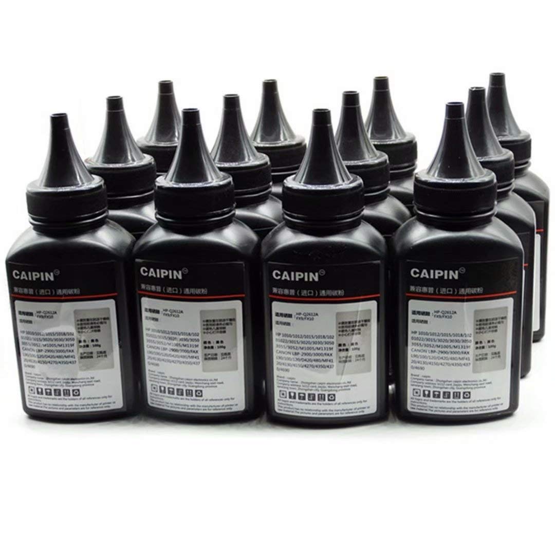 HP CE285A 285 85A P1102 P1102W M1132 M1212 M1214 M1217 Compatible 12A Black Laser Printer Toner Powder Refill Kit - 100g/Bottle (12 Bottles) - High-Quality Imported Toner for Home & Office Printing