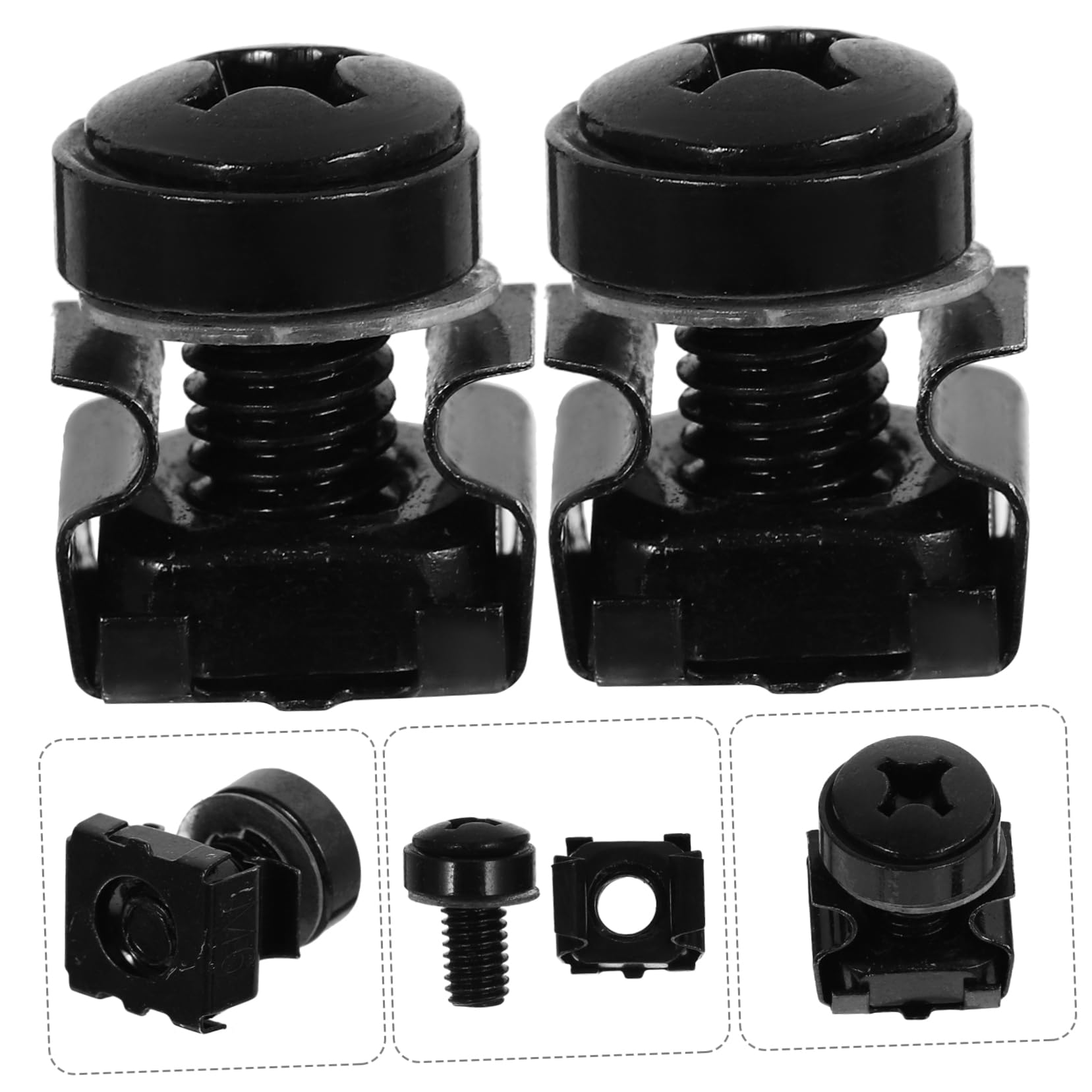 50pcs Server Cabinet Cage Nuts & Screws Kit - Rack Mount Computer Hardware for Network Equipment Installation (Compatible with Dell, HP, Cisco) - Perfect for Data Center, Server Room and IT Infrastructure Setup