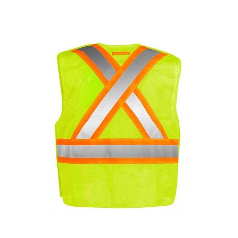 Terra Hi-Vis 5-Point Tear-Away Safety Vest - Yellow (116523YL) for Construction, Road Work & Emergency Responders