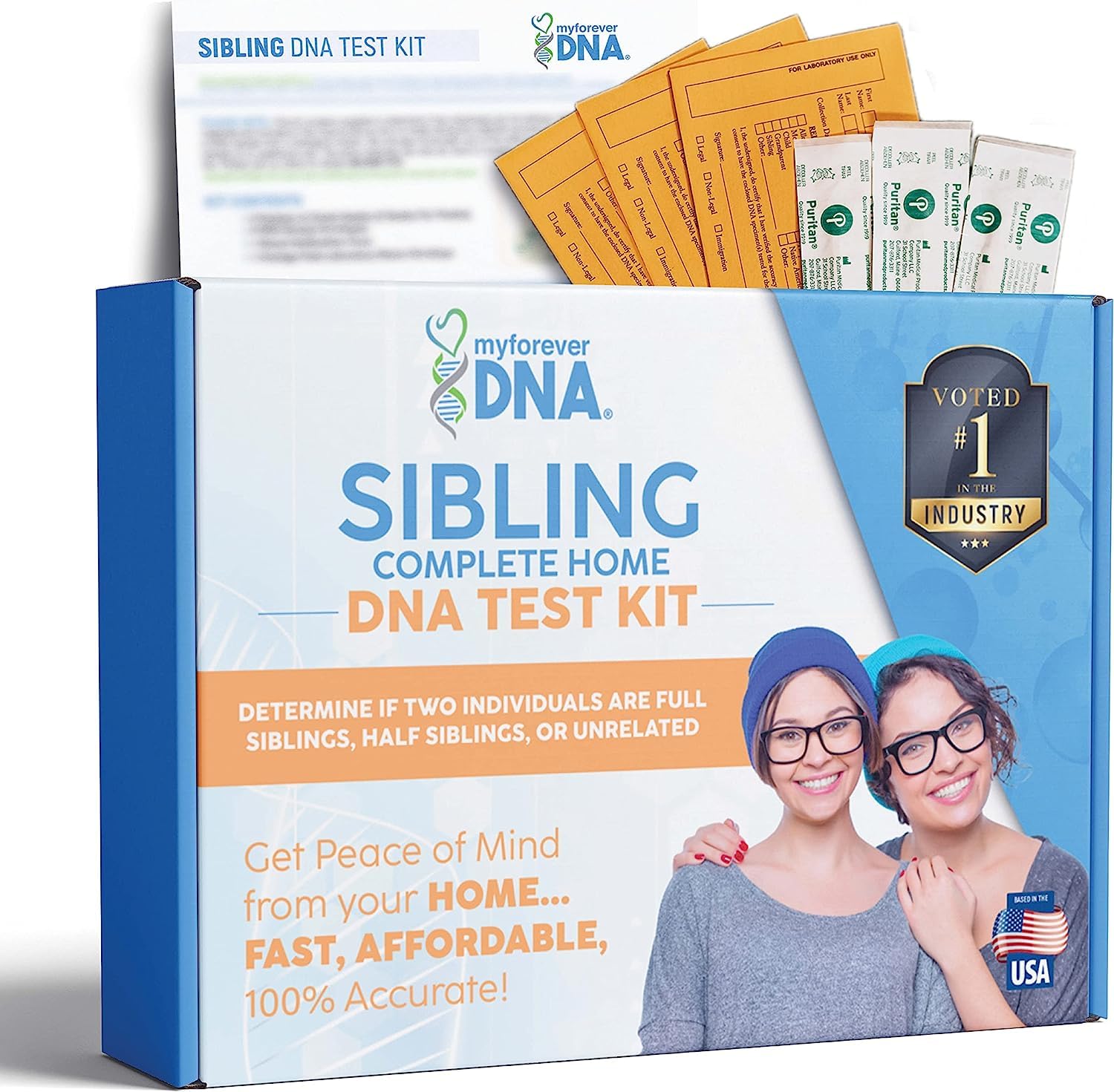 Home Sibling DNA Test Kit - 46 Genetic Markers Analyzed with 100% Accuracy | Fast, Confidential Results | Includes All Lab Fees & Shipping | Perfect for Family History Research, Legal Cases & Personal Discovery