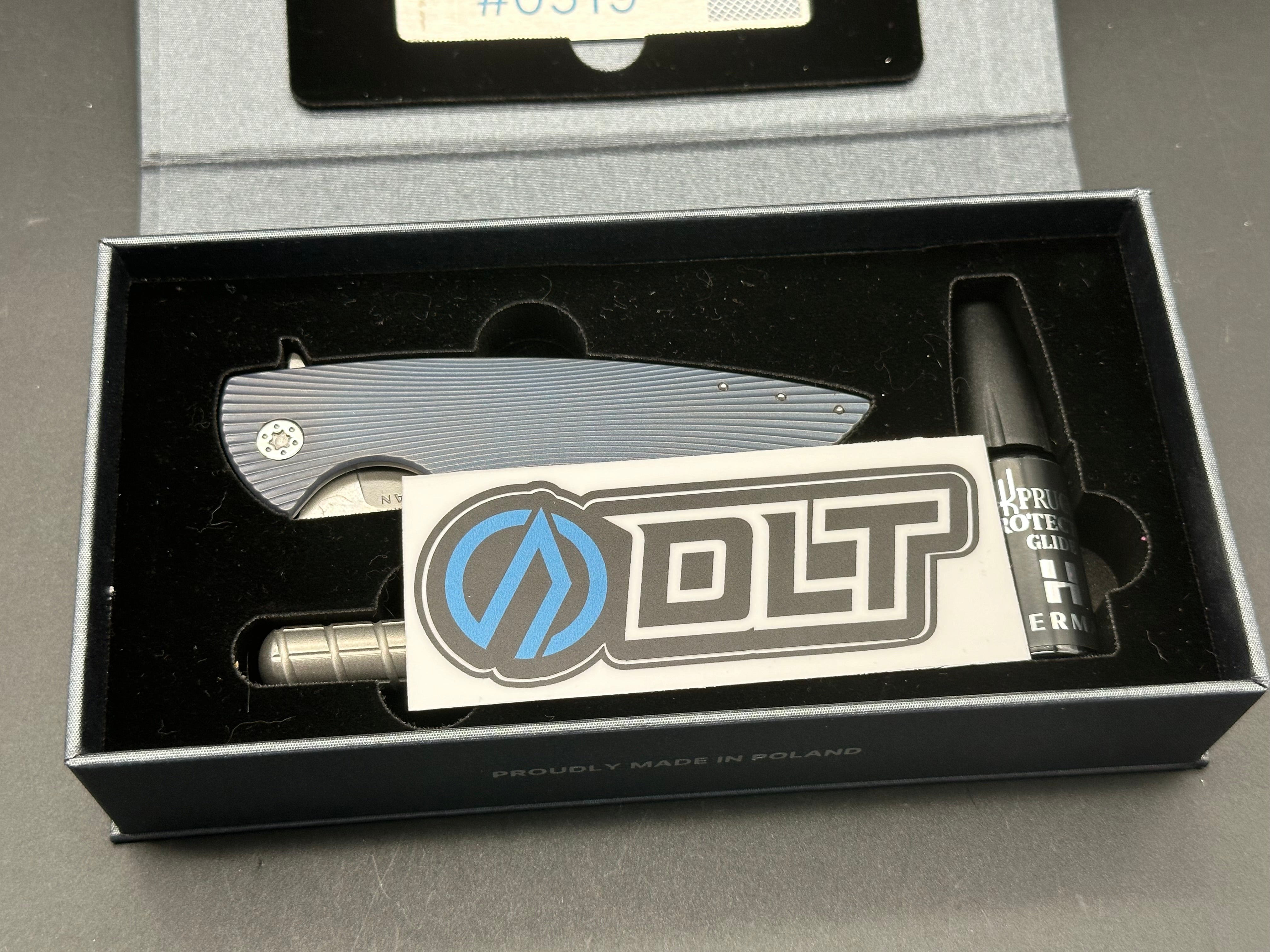 Premium Herman Sting Folding Knife - Blue Titanium Handle with RWL34 Stainless Steel Blade for Outdoor, Camping & EDC Use