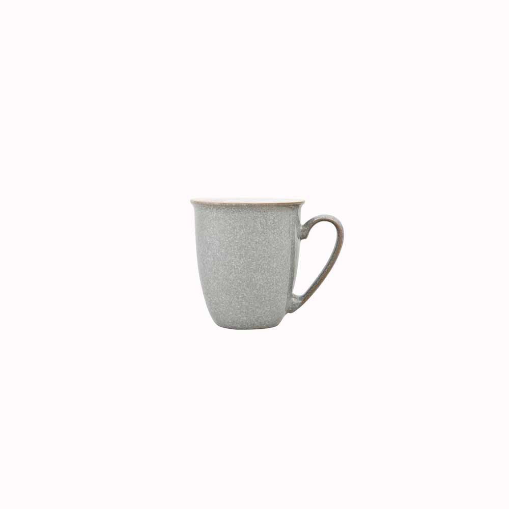 Denby Elements Light Grey Coffee Mug Set of 4 - 330ml Stoneware Ceramic Tea Cups for Home, Office, Kitchen & Gifts - Dishwasher & Microwave Safe - Pale Grey & White - Chip Resistant - Perfect for Morning Coffee, Tea Break or Office Use