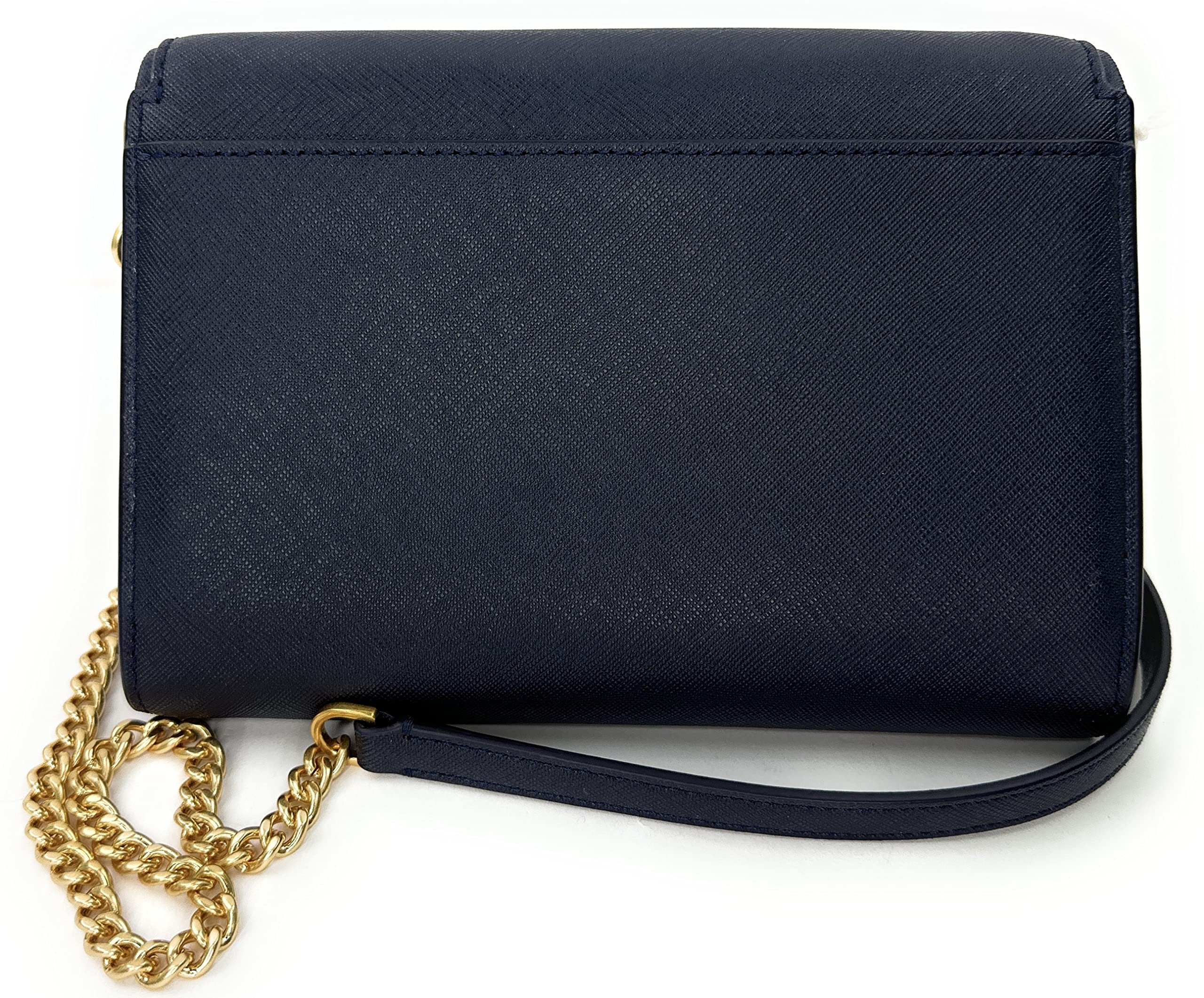 Tory Burch Emerson Chain Wallet Leather Crossbody Bag for Women - Navy Blue Purse with Adjustable Strap, Perfect for Daily Use, Travel & Evening Out
