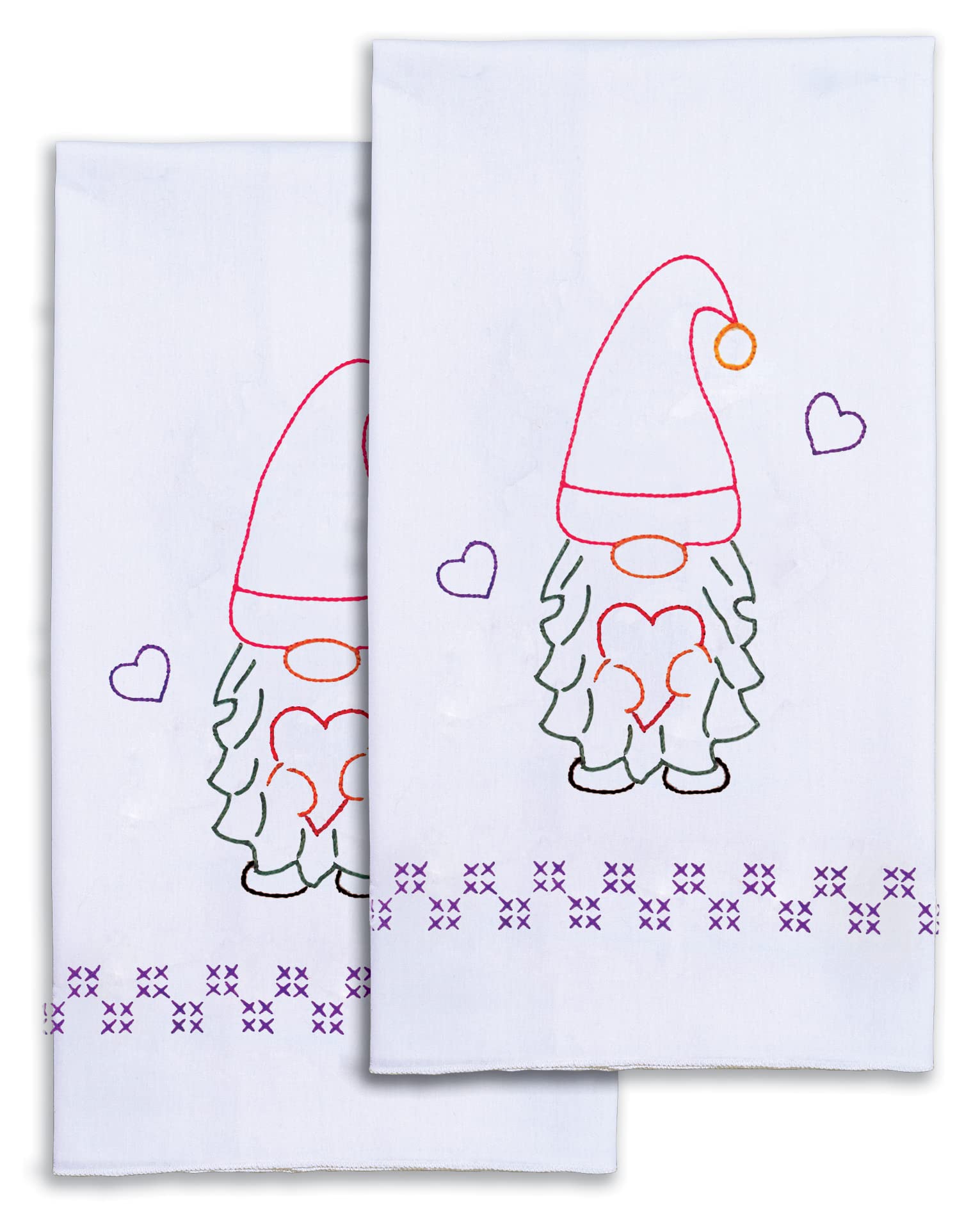 Jack Dempsey Valentine's Day Gnome Hand Towel - White Kitchen Towel for Valentine's Decor, Gift & Bathroom Use