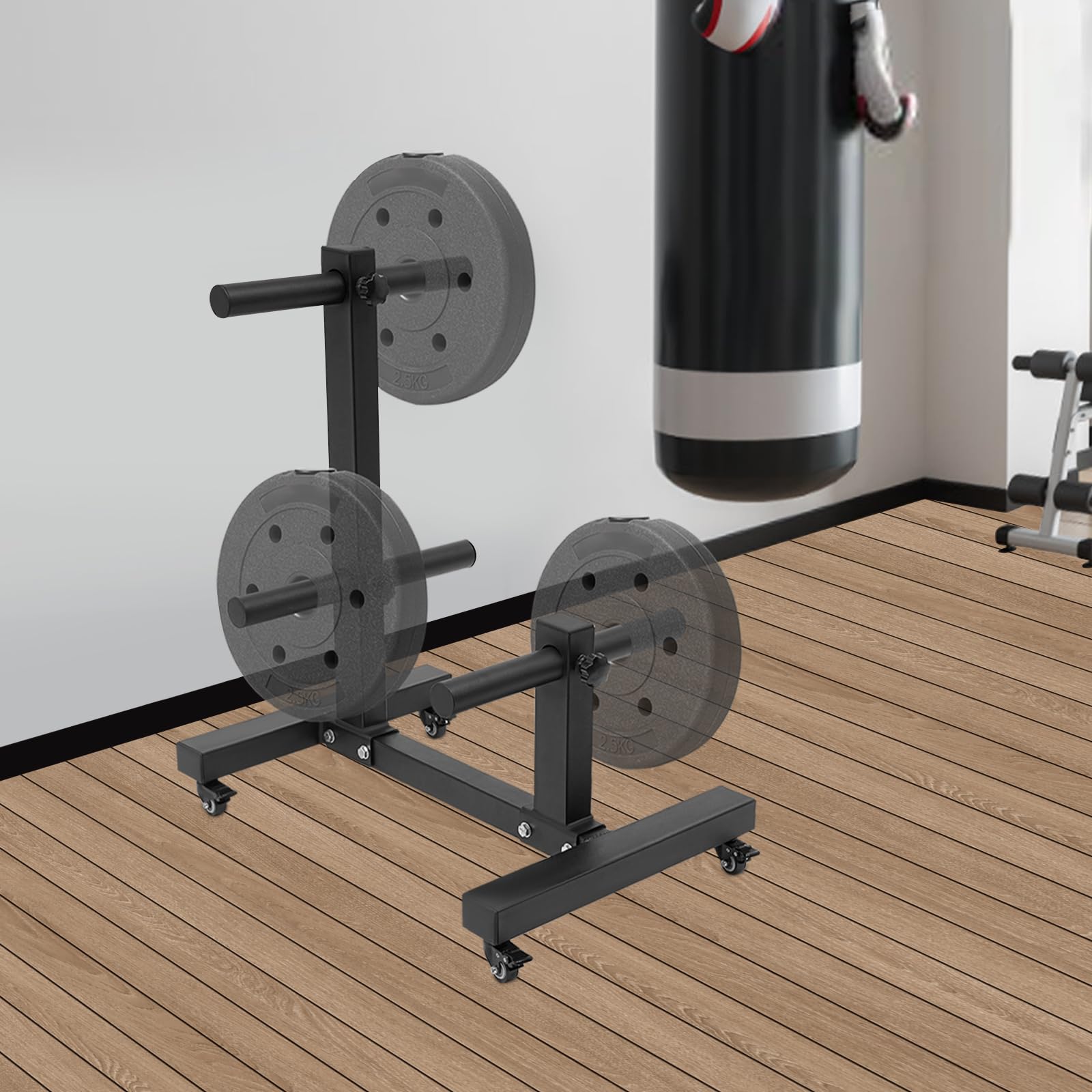 Heavy Duty Weight Plate Rack - 1102.3lbs Capacity Gym Organizer with Wheels | Barbell & Bumper Plate Storage Tree | Perfect for Home Gym, CrossFit & Commercial Fitness Centers