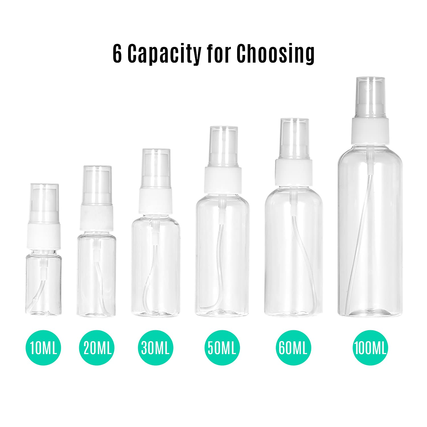 10ml Clear PET Fine Mist Spray Bottle - Refillable Travel Size Container for Perfume, Cosmetics, Makeup & Water | Perfect for On-The-Go, Gym, Travel & Home Use