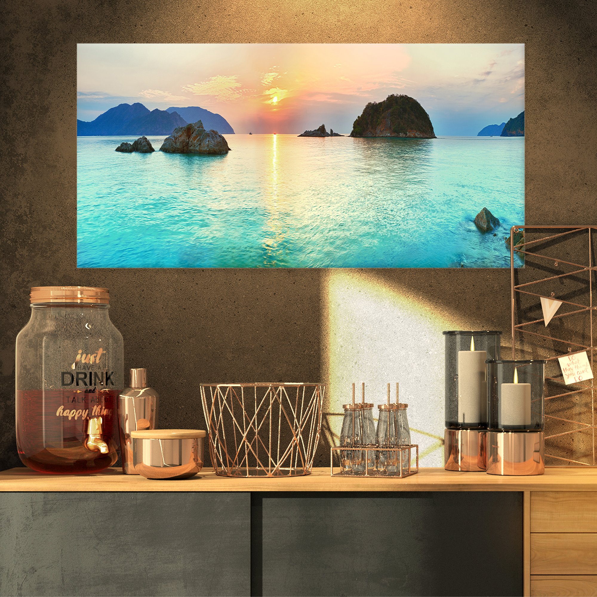 Designart Sunrise Panorama Canvas Wall Art Print - Stunning Landscape Photography for Living Room, Bedroom & Office Decor